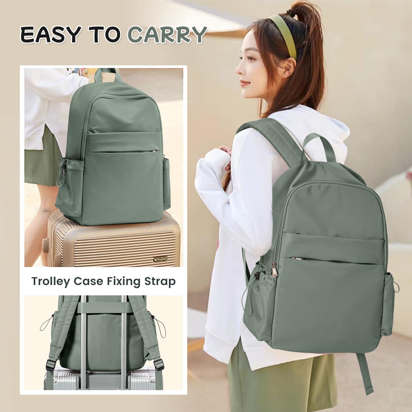 Stylish Anti-Theft Laptop Backpack for Women & Men - Durable Travel Backpack with Laptop Compartment for College, Work & Teachers - Perfect for Commuting, Business Trips & School Use - Green