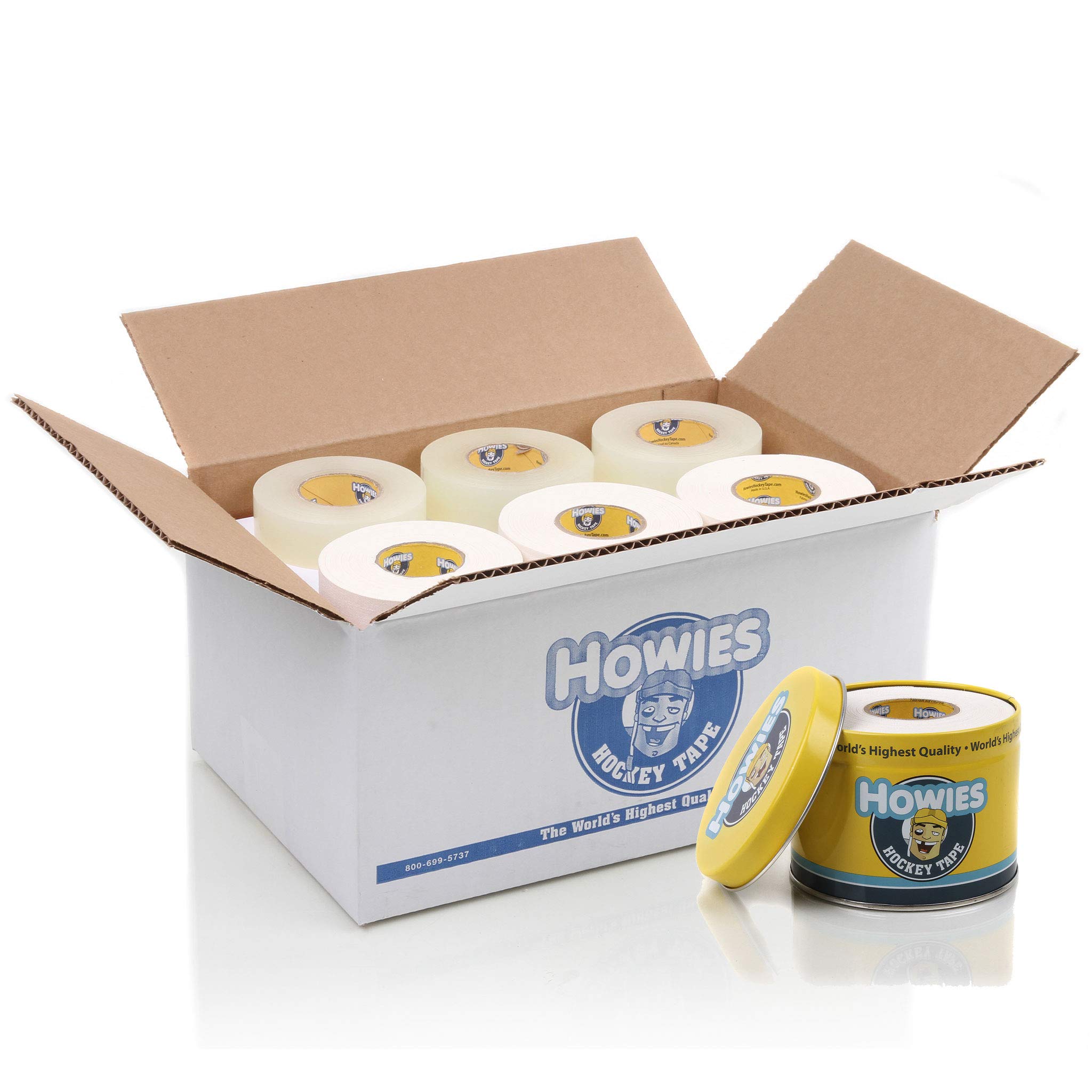 Howies Hockey Tape - Clear Shin Pad Tape & White Cloth Tape (30 Pack) with Free Tape Tin | Durable Grip for Hockey Sticks & Shin Guards | Perfect for Ice Hockey, Field Hockey & Sports Equipment Protection