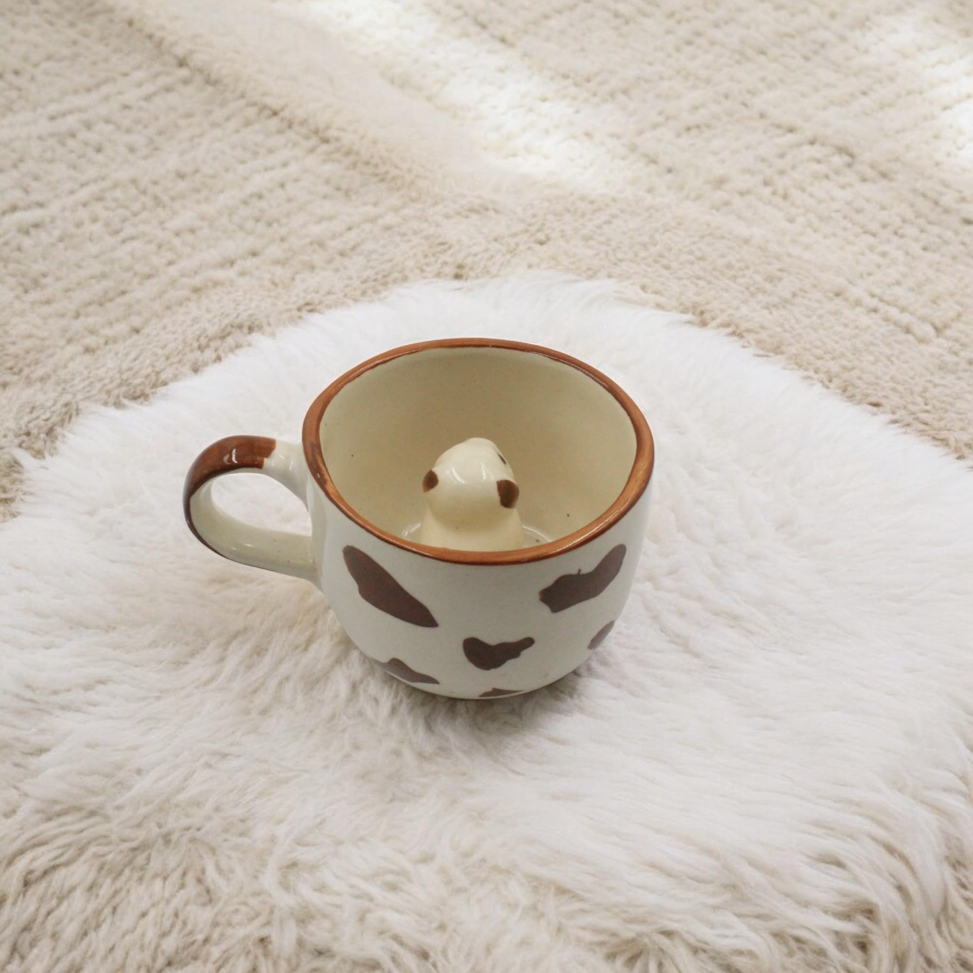 The Pottery Muse Dog Ceramic Milk & Coffee Mug - 10oz White & Brown Pet Lover Cup | Microwave & Dishwasher Safe | Perfect for Hot Drinks, Home, Office, or Gift Giving | Great for Coffee, Tea, Hot Chocolate & Breakfast Use