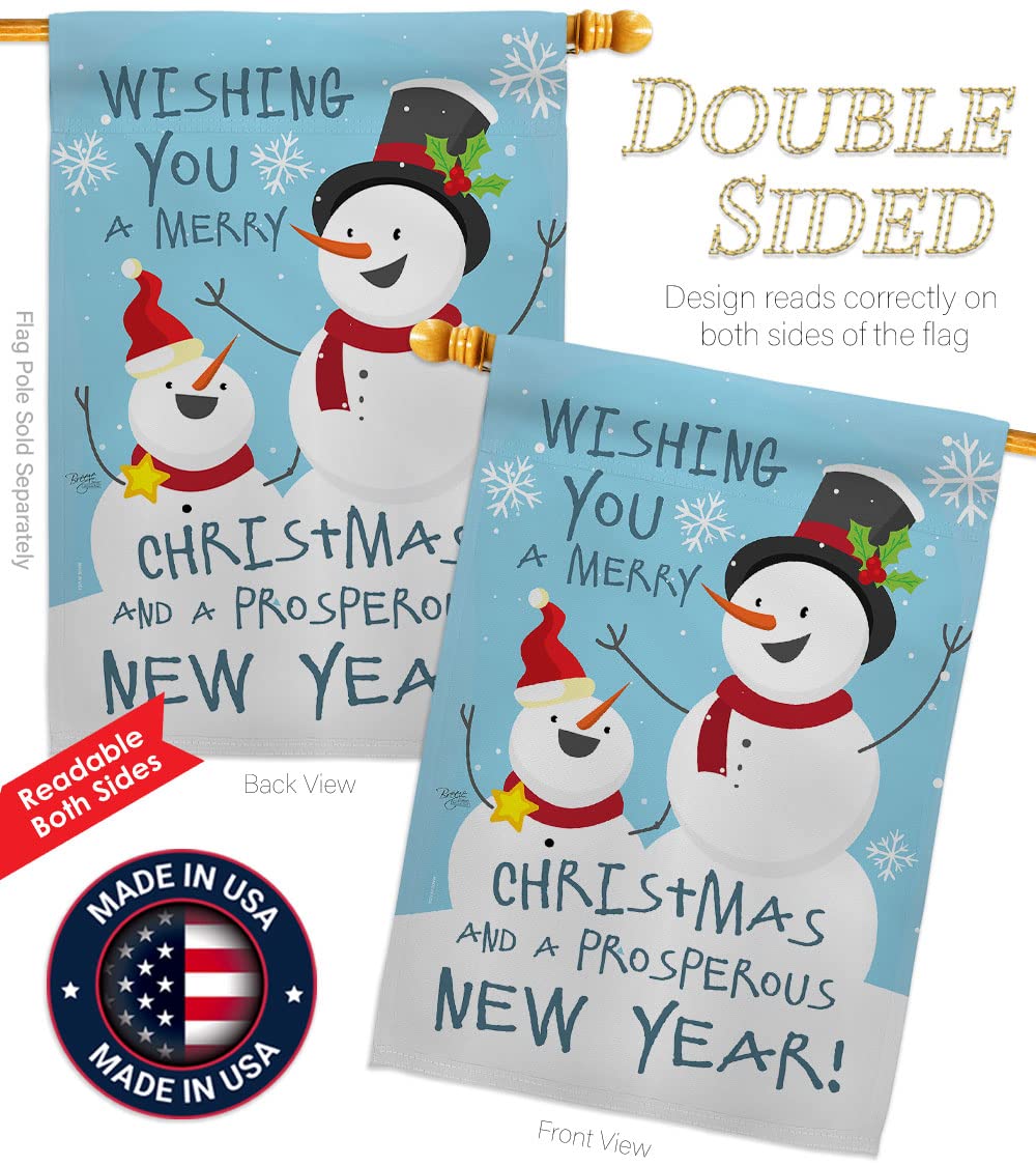 Snowman Christmas House Flag Set 28x40