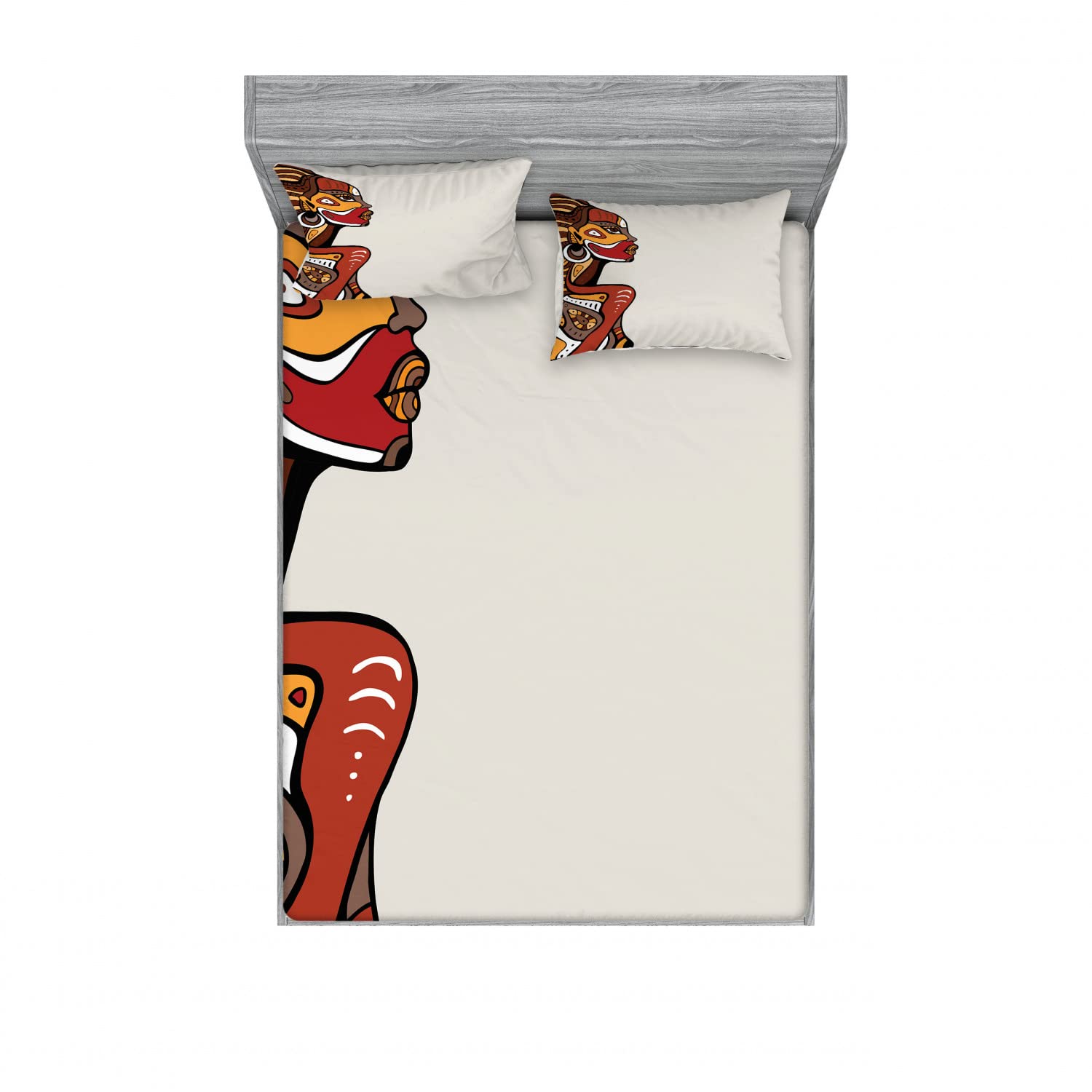 Ambesonne African Print 2-Piece Queen Size Fitted Sheet Set with 4 Pillow Shams - Hand-Painted Woman Art Design, Vibrant Multicolor Bedding Collection | Perfect for Boho Bedroom Decor, Guest Room Makeover & Cultural Home Accents