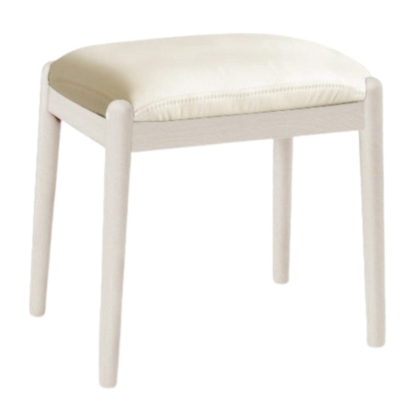 Solid Oak & Birch Wood Makeup Stool - Durable Vanity Seat with Comfortable Cushion for Bedroom, Bathroom & Dressing Room