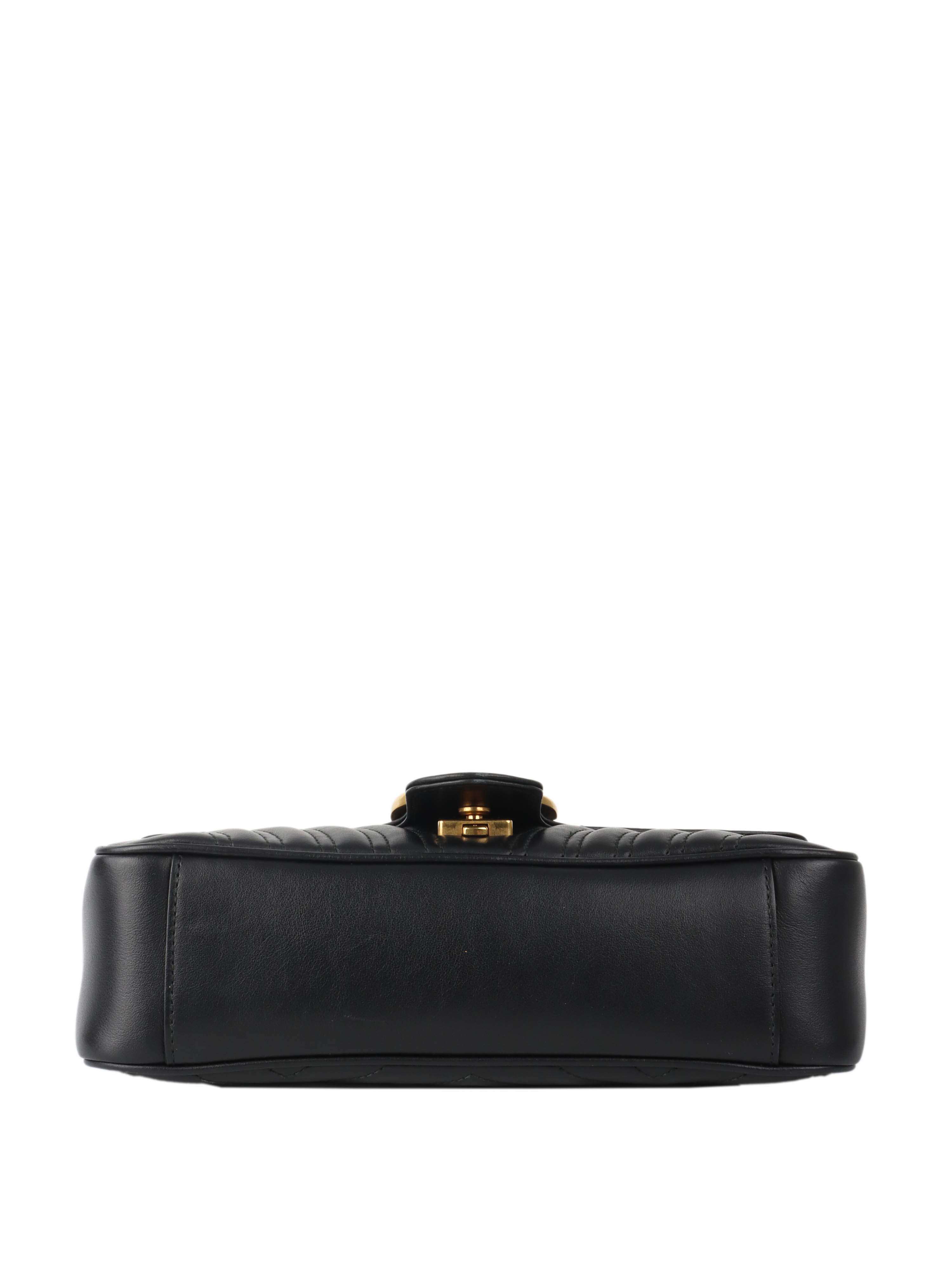 Gucci Black Small Marmont Shoulder Bag for Women - Luxury Leather Crossbody Purse with Chain Strap, Perfect for Date Night & Evening Events
