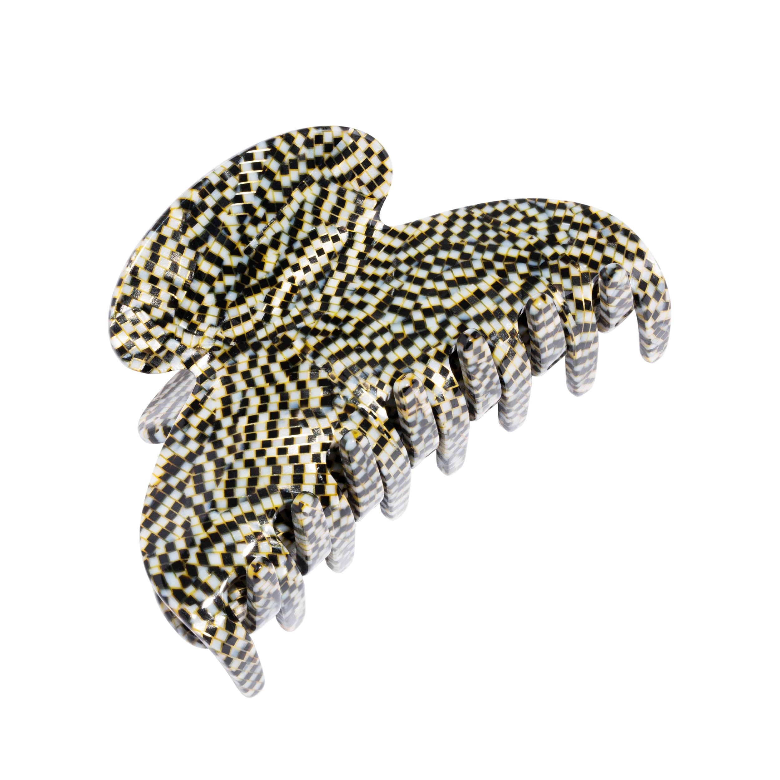 Luxury French Hair Claw Clip - Opera Silver Medium Hair Clip for Thick Hair - Cellulose Acetate French Hair Clips - Perfect for Updos, Ponytails & Everyday Hairstyles
