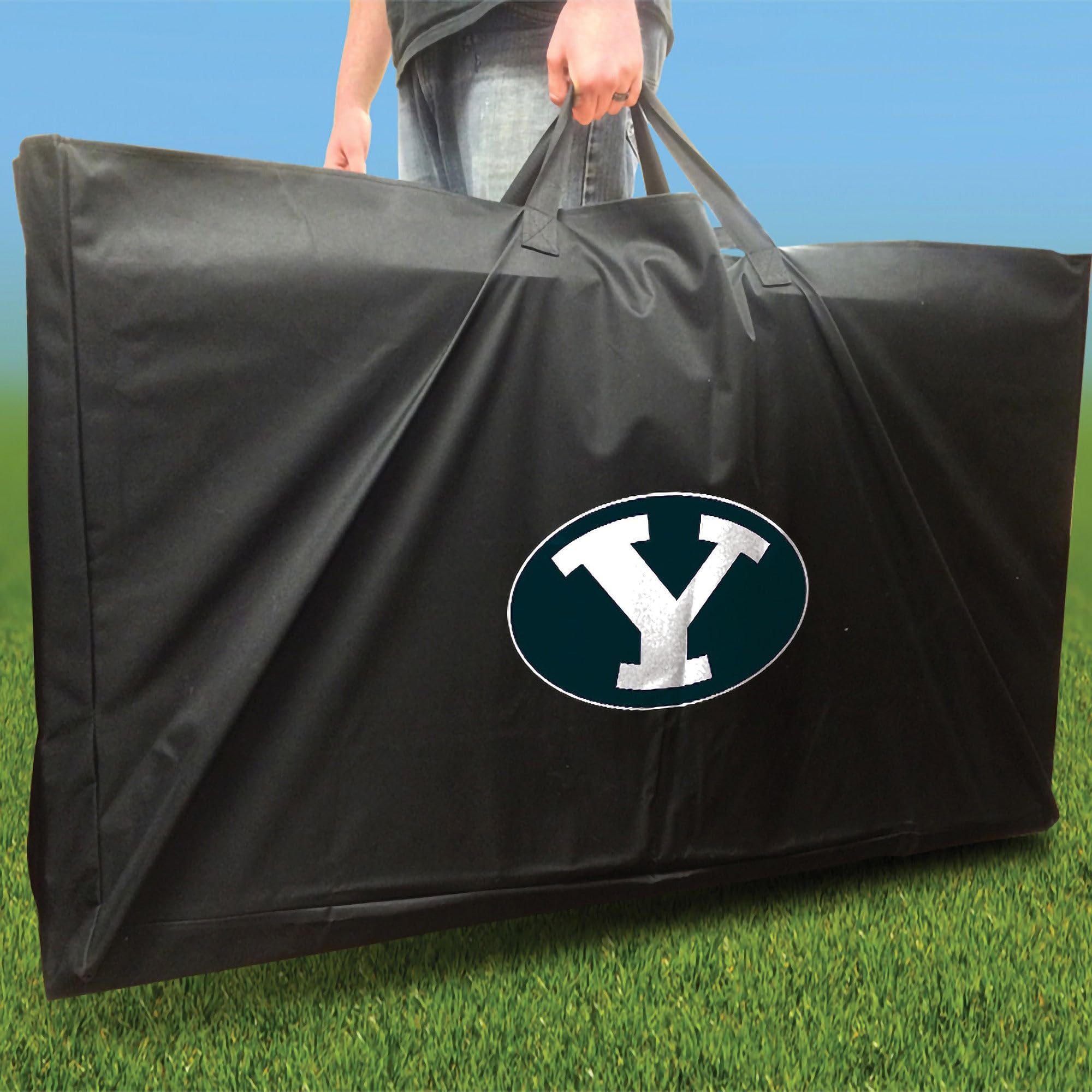 BYU Stained Pyramid Cornhole Board Set - Custom Team Logo Design - Regulation Size Cornhole Game for Outdoor Parties, Tailgating & Backyard Fun