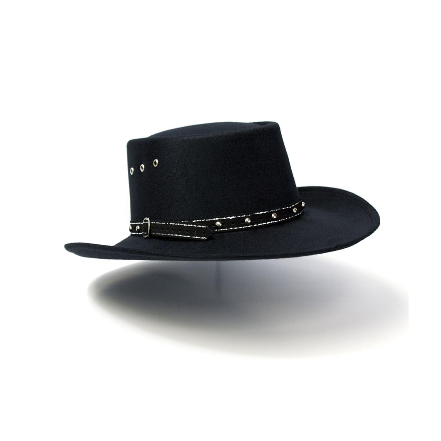Premium Felt Western Gambler Hat with Telescope Crown & Silver Studded Band - Stylish Cowboy Hat for Men & Women | Perfect for Rodeo, Country Music Festivals & Western Fashion