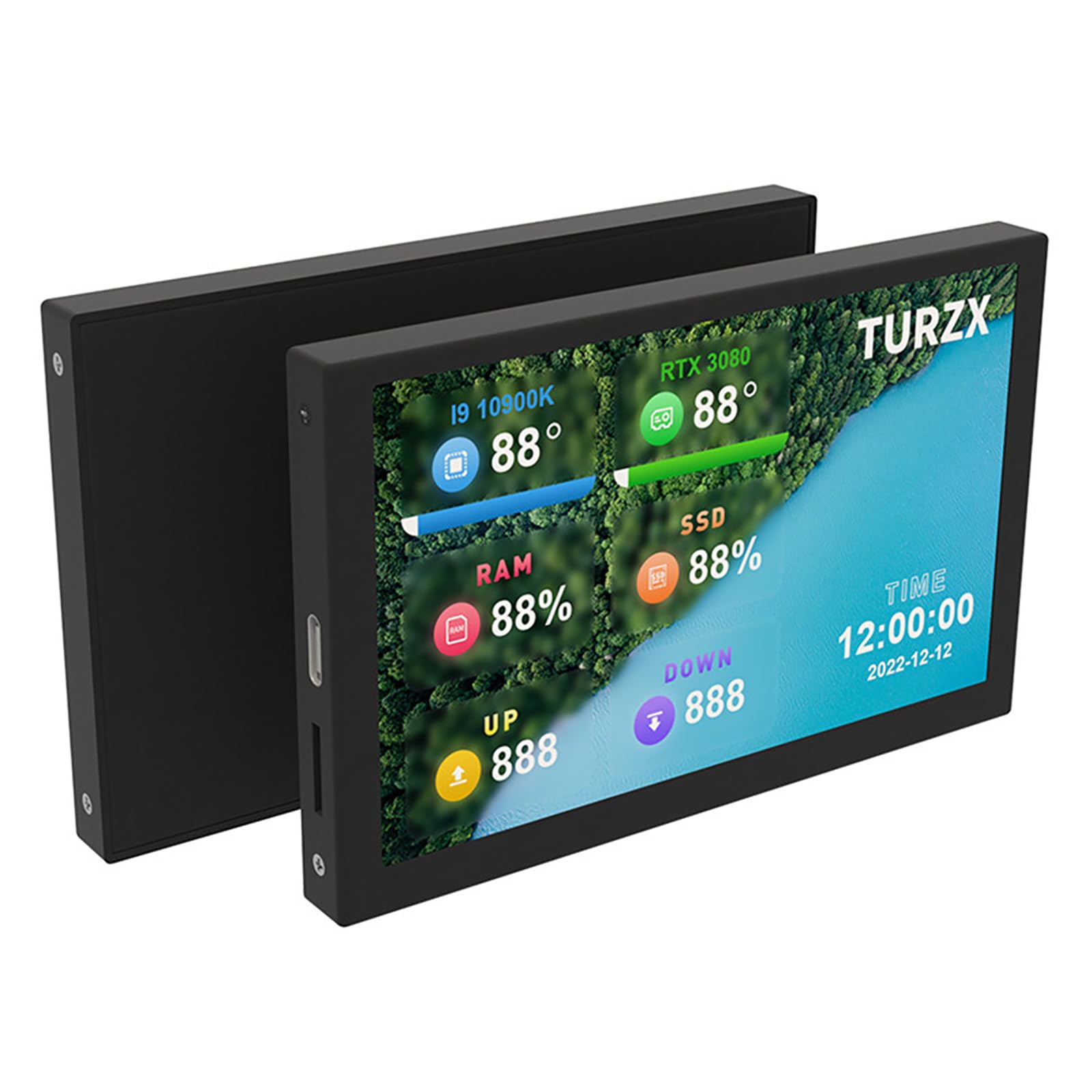 MOOKEENONE 5 Inch PC Hardware Temperature Monitor - LCD Display for CPU, RAM, GPU & HDD - Real-Time System Performance Sensor Panel for Gaming PC, Workstation & Server Monitoring