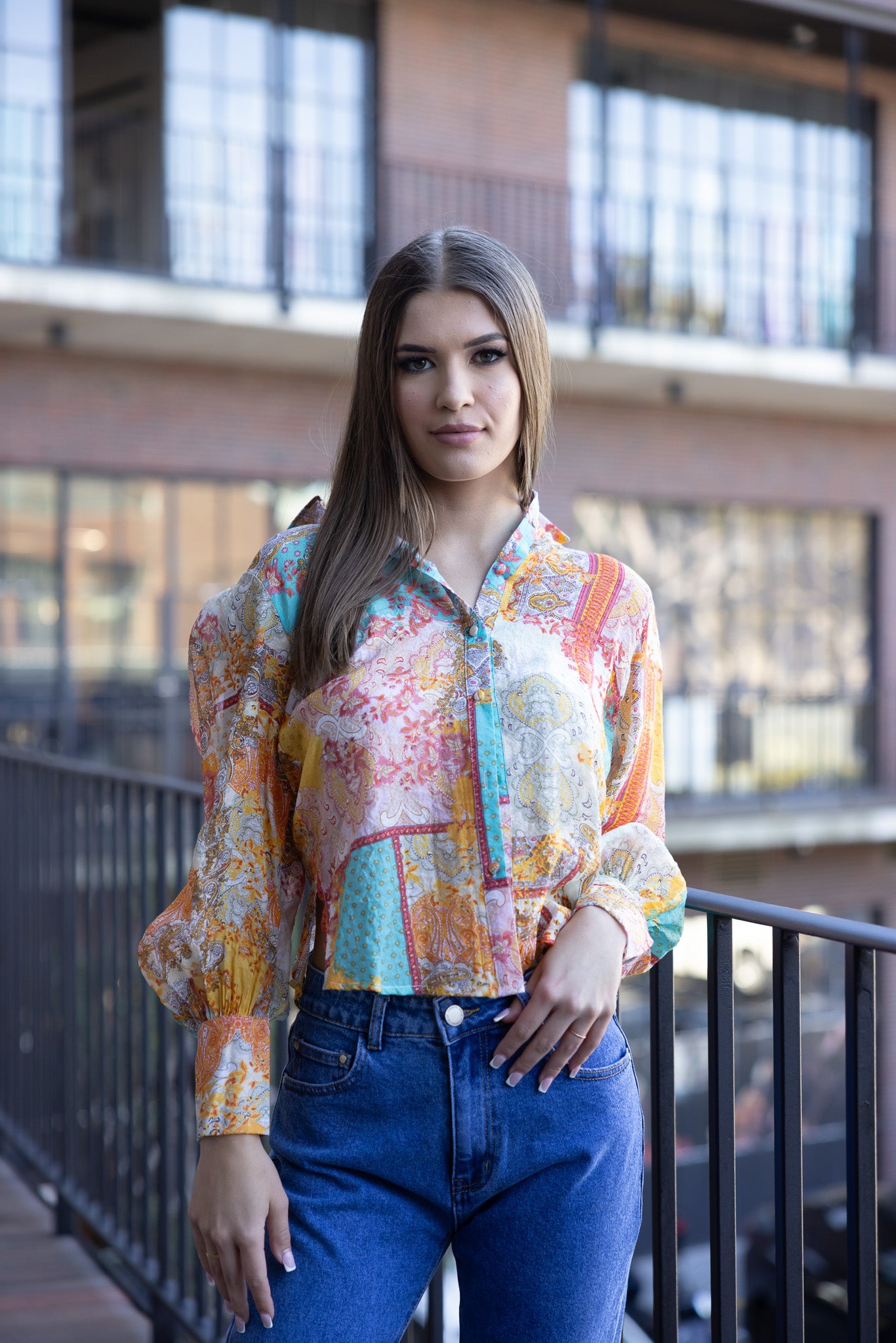 Elegant Sheer Printed Blouse for Women - Flowy Chiffon Long Sleeve Tops - Perfect for Office Wear, Date Night & Special Occasions