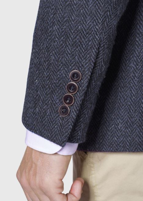 Stranraer Harris Tweed Sports Jacket - Navy Herringbone Tweed Jacket for Men | Classic British Style for Outdoor Activities & Formal Events
