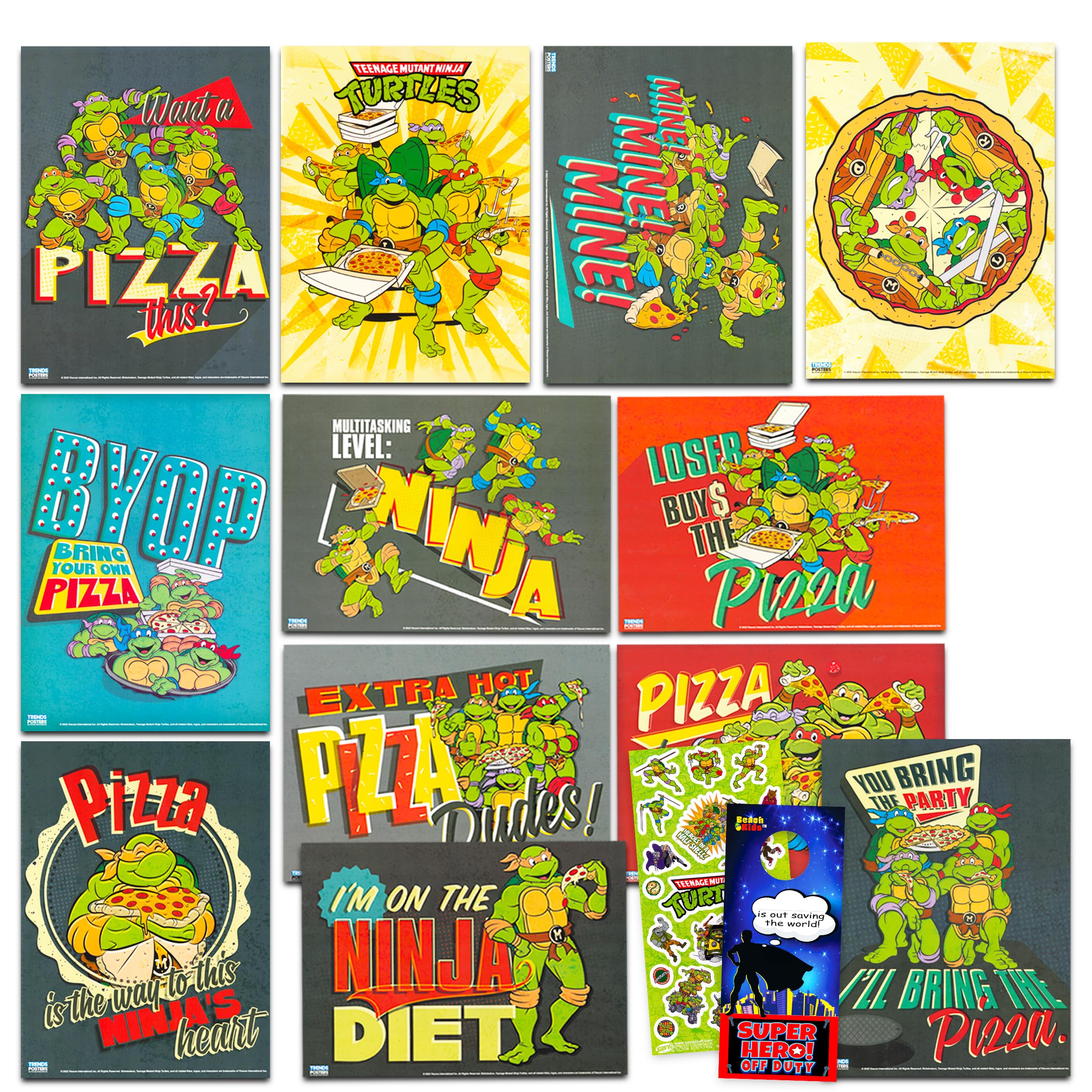 Nickelodeon Teenage Mutant Ninja Turtles Poster Set - 12 TMNT Wall Art Prints for Boys Bedroom Decor, Kids Room Posters, Teenage Mutant Ninja Turtles Themed Room Accessories | Perfect for Birthday Gifts, Playroom Decor & TMNT Fans Collection