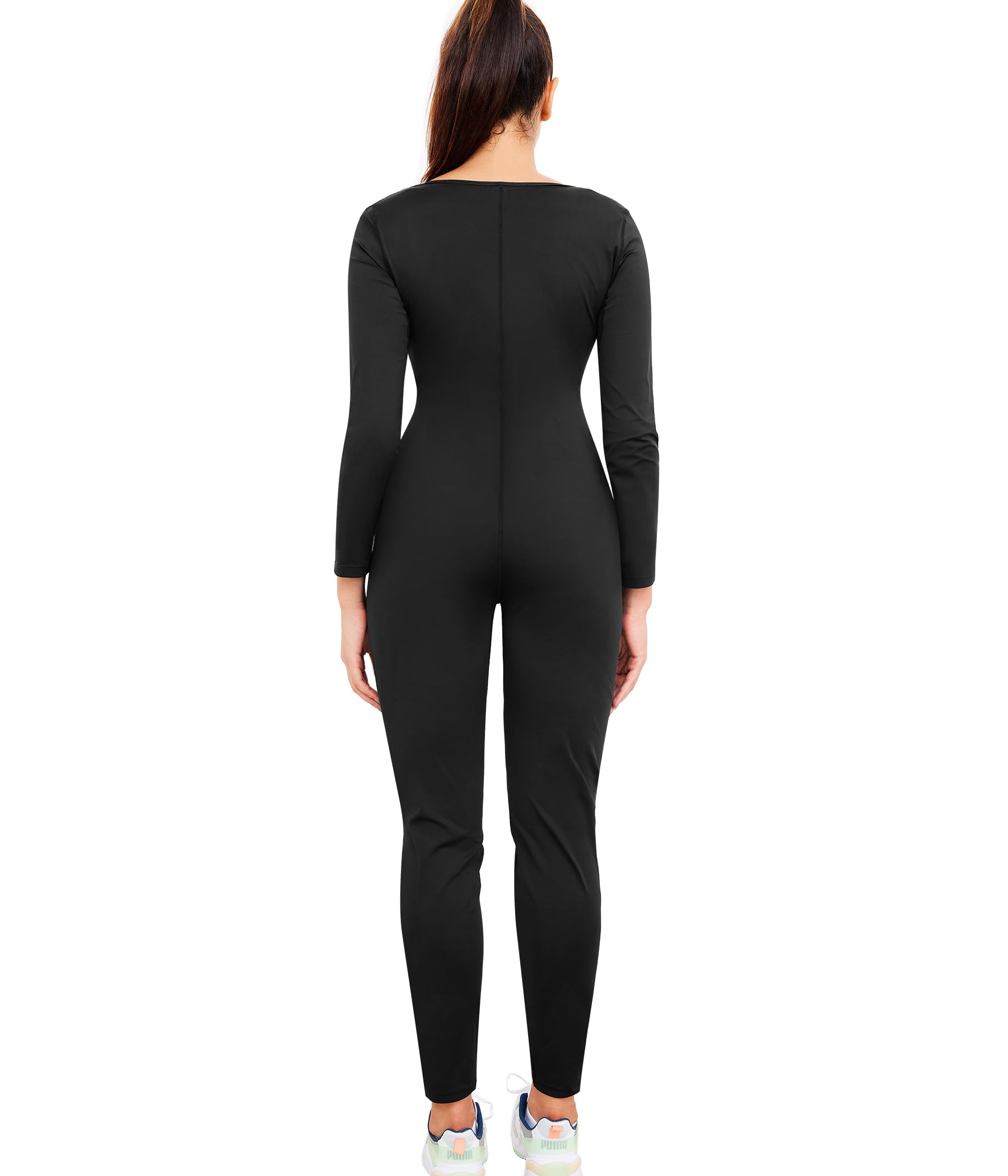 Junlan Women's Full Body Sauna Suit - Waist Trainer Sweat Jumpsuit for Belly Fat Burning & Workout - Perfect for Gym, Running, and Weight Loss Training