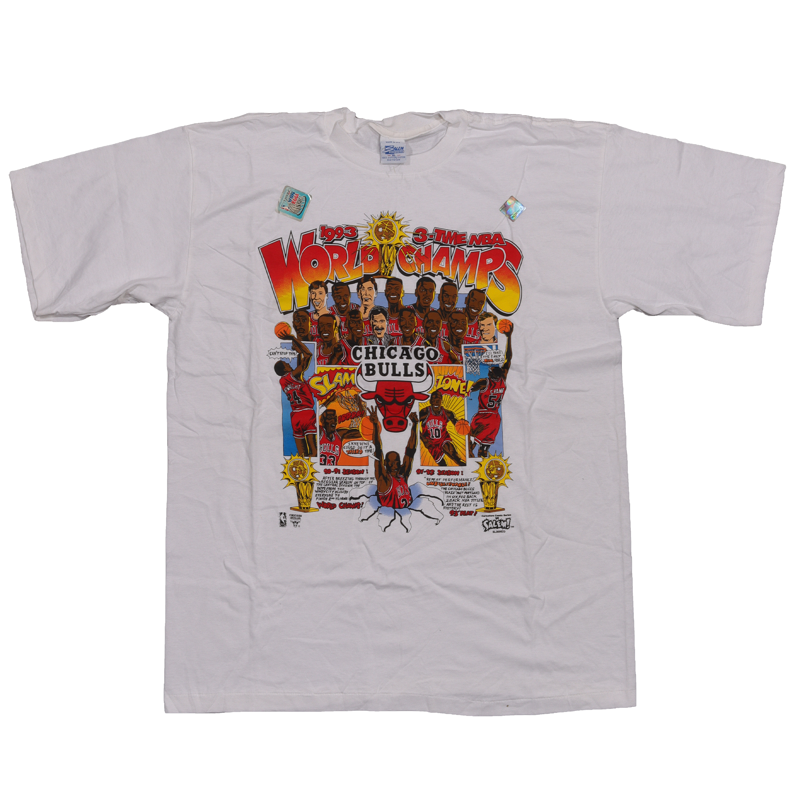 Vintage 1993 Chicago Bulls '3 Time NBA Champions' Logo T-Shirt - Retro Basketball Fan Gift for Men & Women - Perfect for Game Day, Sports Events, and Casual Wear