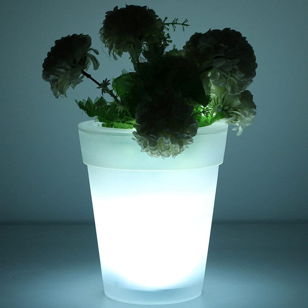 Happyyami Solar Powered Flower Pot - Glow in The Dark LED Planters for Outdoor Garden Decor, Patio, Yard & Pathway Lighting - Self-Charging Waterproof Planter Pots for Flowers, Succulents & Small Plants
