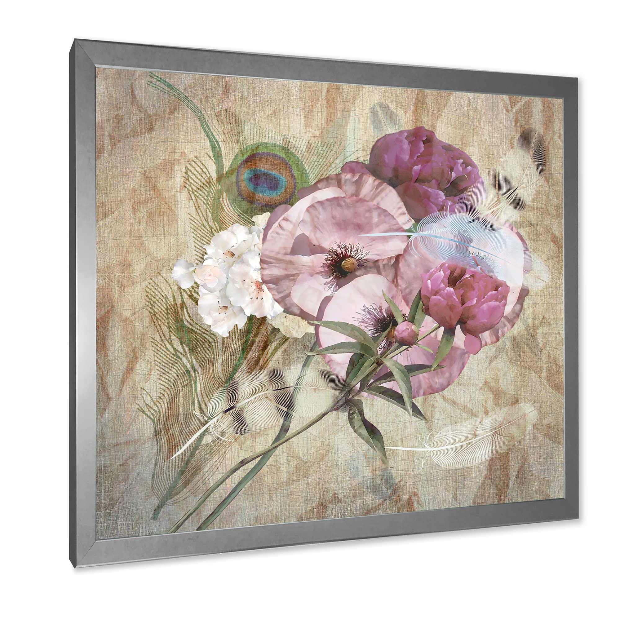 DesignQ Iris Bouquet Floral Framed Wall Art - Traditional Home Decor for Living Room, Bedroom & Office