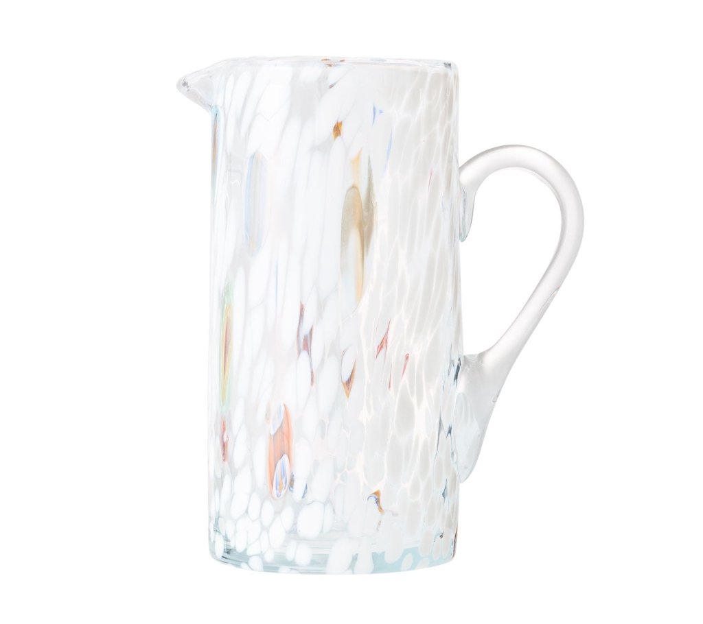 Premium White Gala Pitcher - Elegant Glass Pitcher for Iced Tea, Lemonade & Cocktails - Perfect for Parties, Picnics & Home Entertaining