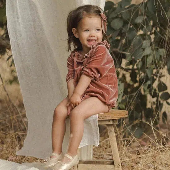 Noralee Adeline Velvet Bubble Romper for Baby Girls - Soft & Stylish Jumpsuit for Special Occasions, Photo Shoots & Playdates