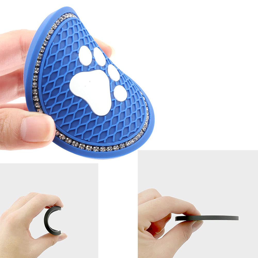 4 Pack Bling Car Cup Holder Coasters - 2.75 Inch Soft Crystal Rhinestone Rubber Pads for Universal Auto Accessories - Perfect for Protecting Your Car Interior from Spills and Scratches (Great for Coffee, Drinks & Daily Commute)