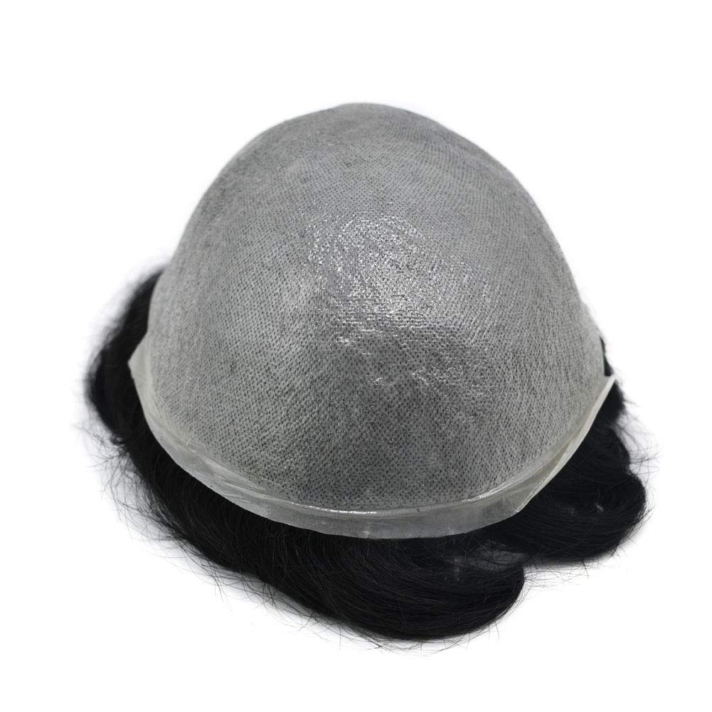Undetectable 0.06-0.08mm Thin Skin PU V Loop Men's Toupee - 100% Human Hair Replacement System (Light to Medium Density, 540 Medium Light Brown with 40% Gray) - Perfect for Daily Wear, Special Occasions & Hair Loss Solutions