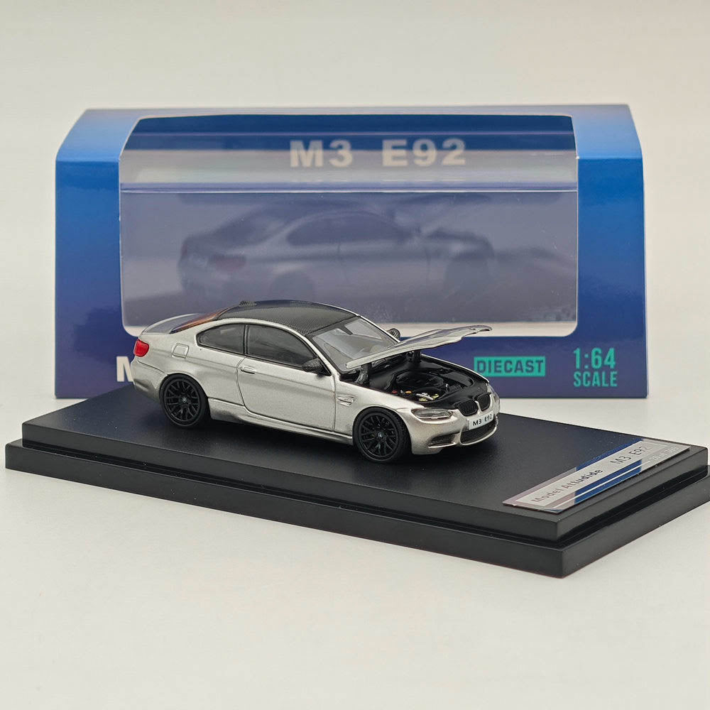 1/64 Scale Diecast Model - BMW E92 M3 Silverstone Gray - Collectible Miniature Car for Display & Racing Simulation - Perfect for Car Enthusiasts & Model Collectors
