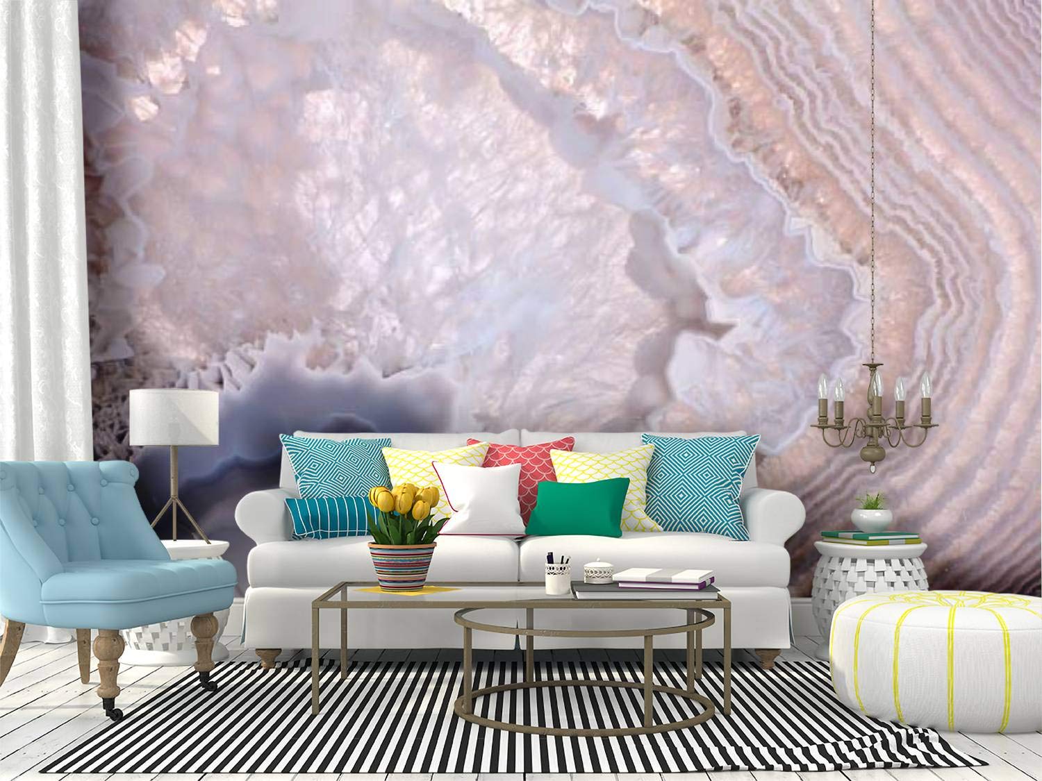 Agate Wave Abstract Nature Wall Mural - Peel and Stick Self-Adhesive Wallpaper, Large Removable Vinyl Film Roll for Home Decor | Perfect for Living Rooms, Bedrooms & Office Spaces