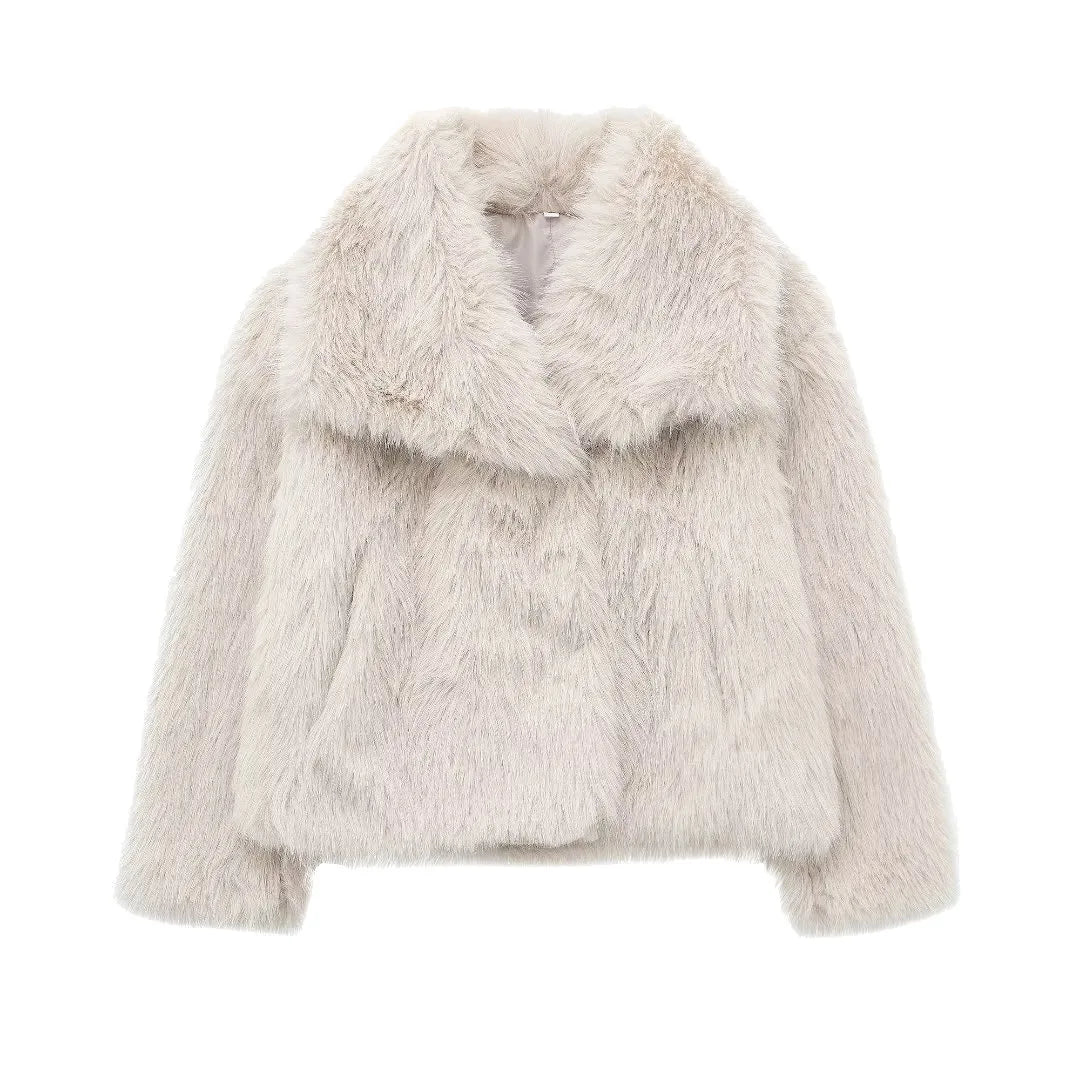 Luxury Faux Fur Women's Winter Jacket - Long Sleeve Shaggy Overcoat with Thick Warm Fox Fur, Stylish Street Outerwear for Women | Perfect for Cold Weather, Parties, and Fashion Events