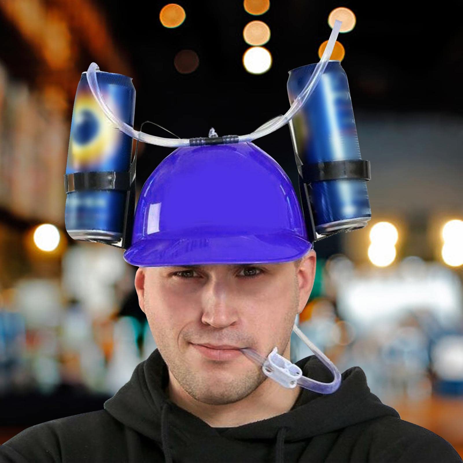 Adjustable Drinking Hat & Can Holder - Novelty Beer Soda Cola Cap with Strap - Fun Gift for Parties, Sports Events & Outdoor Activities
