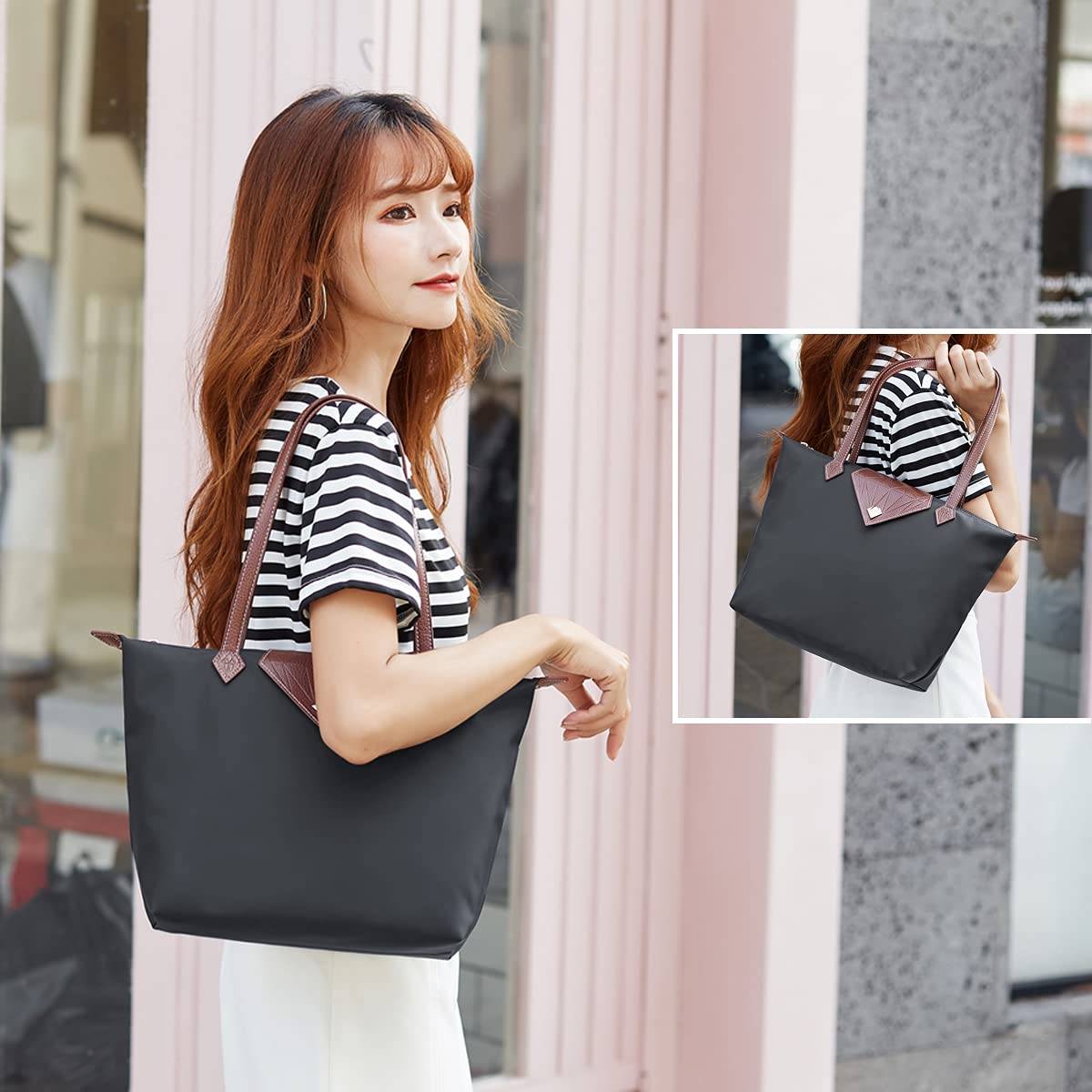 Stylish Waterproof Nylon Tote Bag for Women - Work, Travel & Shopping