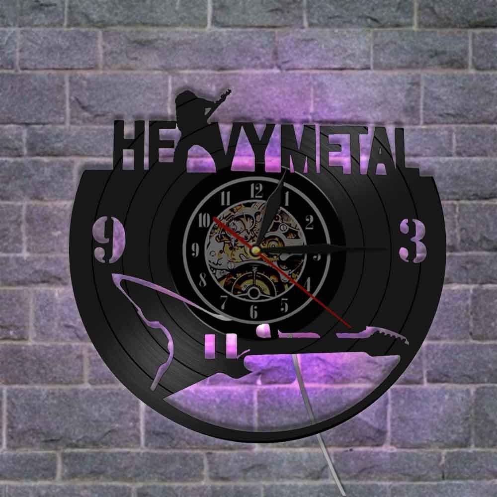 LAIDEPA Motorcycle Biker King Skull Vinyl Record LED Wall Clock - Modern Design with Night Light, Unique Gift for Motorcycle Riders & Music Lovers - Perfect for Man Cave, Garage Decor & Home Bar Lighting