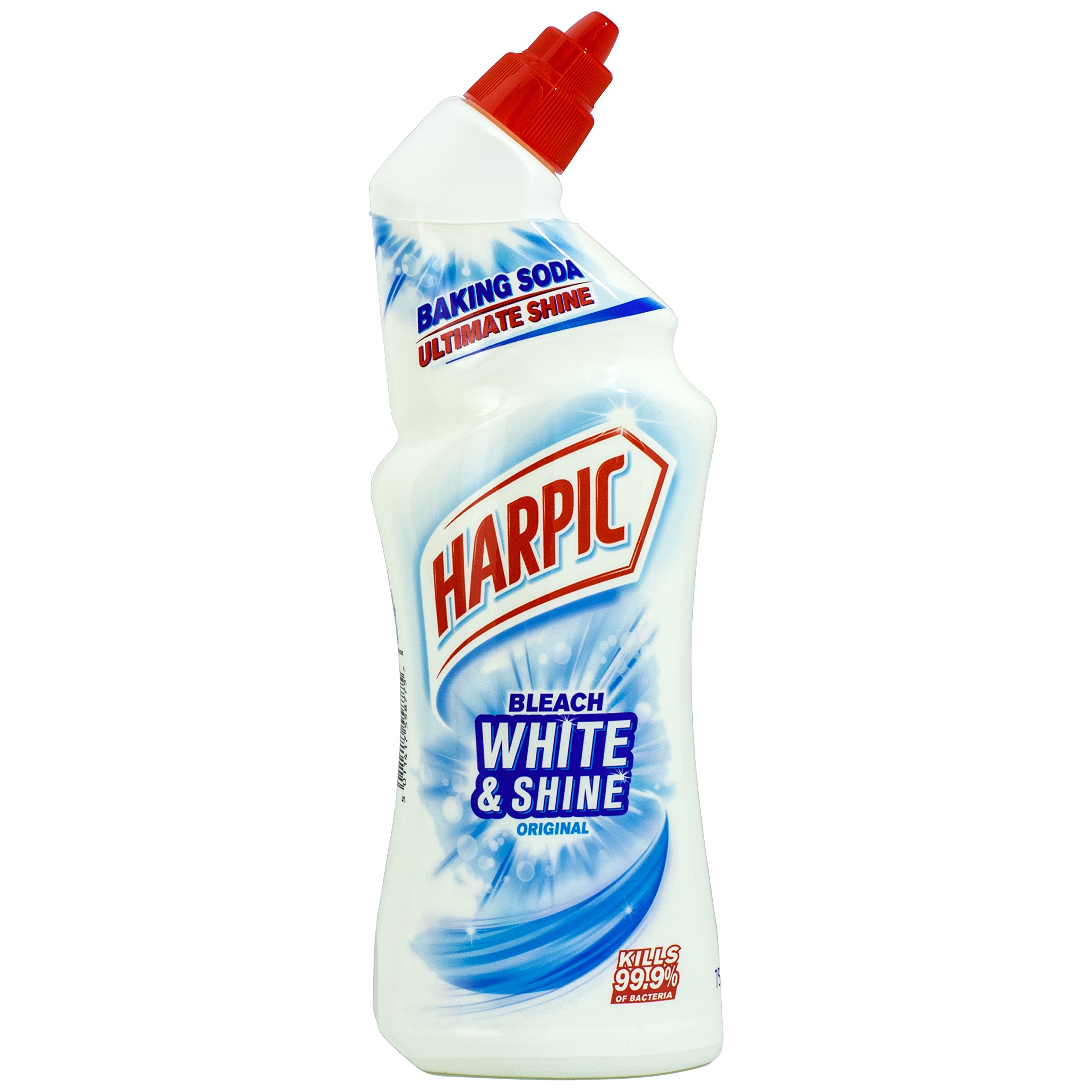 Harpic Bleach White & Shine Original Toilet Cleaner 750ml - UK Imported - Removes Stains & Limescale - Fresh Lemon Scent - Ideal for Bathroom, Toilet & Household Cleaning