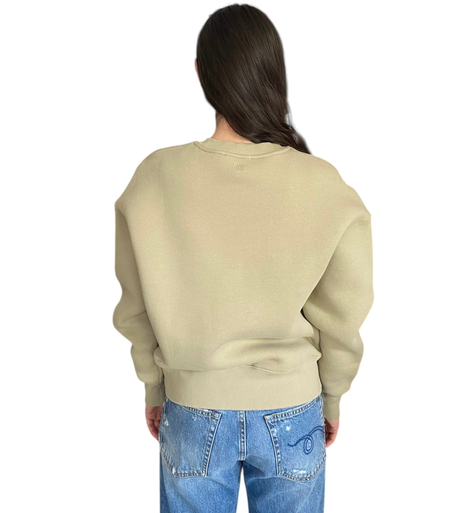 Ami Green De Ceour Heart Embossed Sweater - Women's Knit Pullover for Fall & Winter - Cozy Casual Wear for Dates, Office & Holiday Outfits