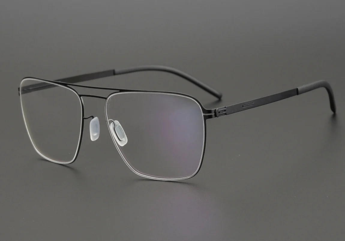 Aimee Unisex Full Rim Square Double Bridge Stainless Steel Eyeglasses 21251 - Stylish & Durable Frames for Men & Women - Perfect for Work, Reading & Fashion Accessories