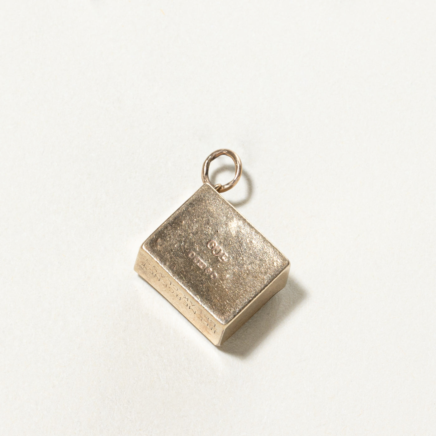 1958 London 9K Yellow Gold 'One' Box Charm - Vintage Jewelry for Special Occasions & Gift Giving