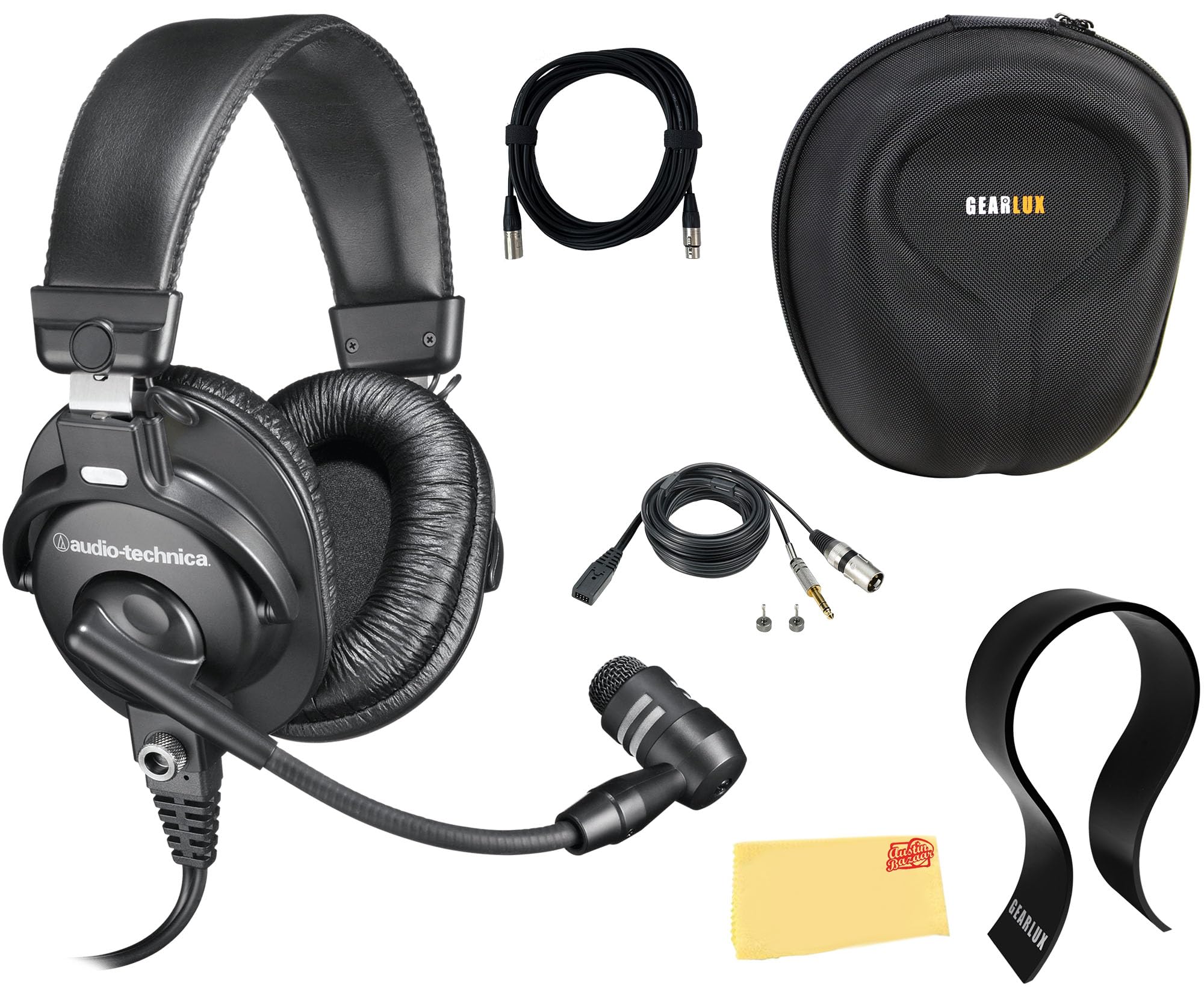 Audio-Technica BPHS1 Professional Broadcast Stereo Headset with XLR Cable - Black (Includes Carrying Case, Stand & Polishing Cloth) - Perfect for Podcasting, Radio Broadcasting & Studio Recording