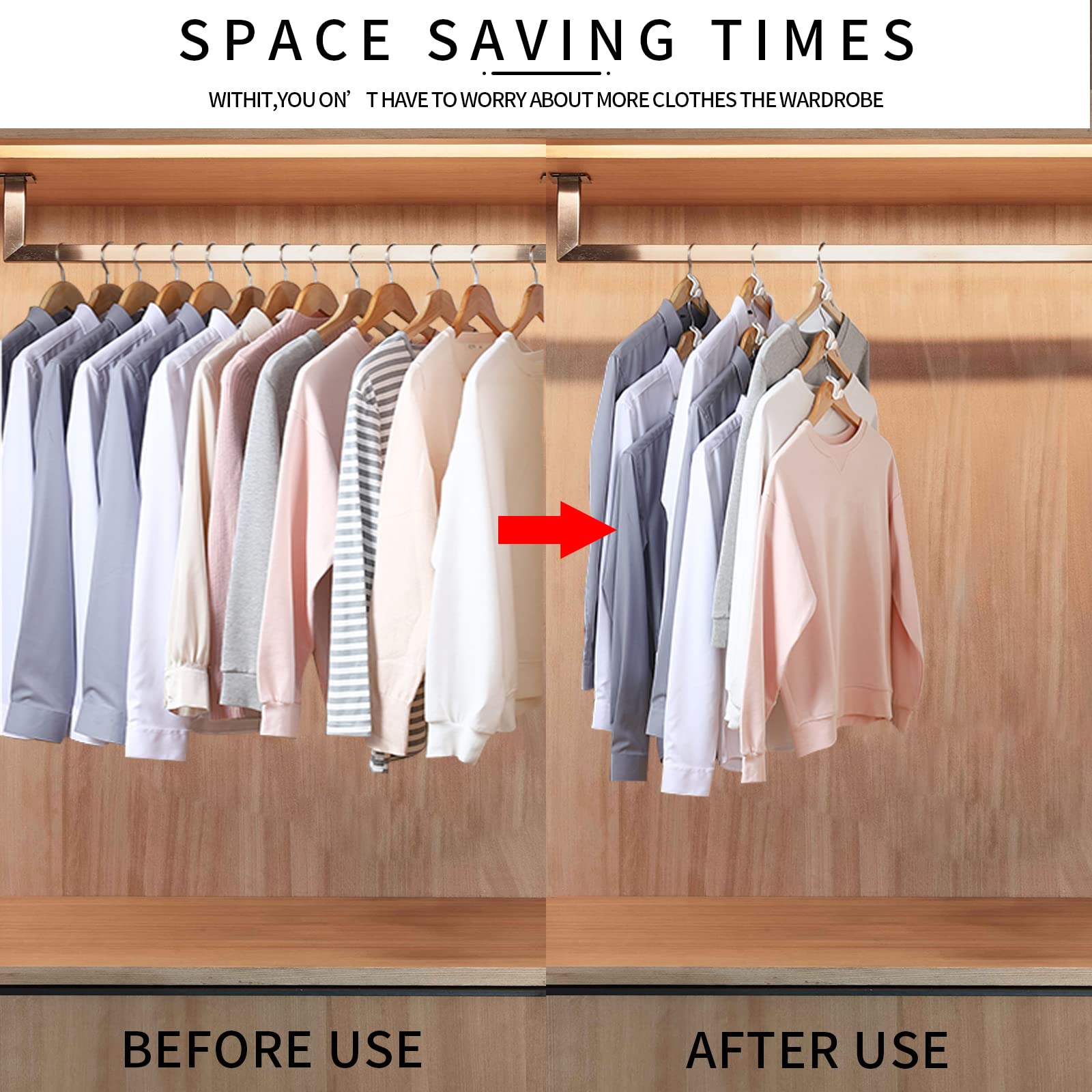 50PCS White Space Saving Clothes Hook Hangers - Heavy Duty Closet Organizer for Shirts, Pants & Accessories - Perfect for Small Spaces, Dorm Rooms & RV Storage
