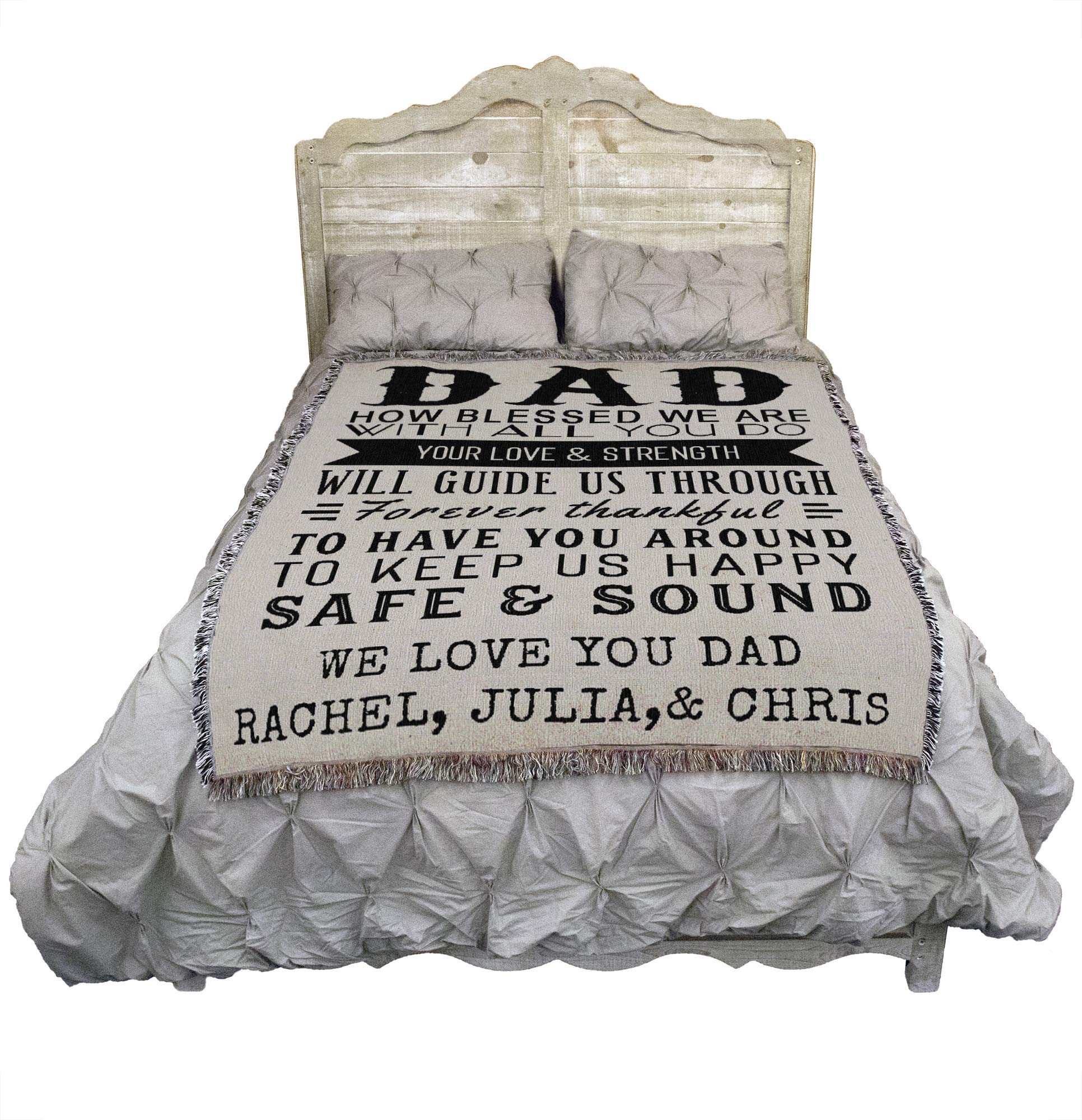 Personalized Cotton Woven Throw Blanket - Custom 'How Blessed We Are' Tapestry Gift - 72x54 Inches - Made in USA | Cozy Home Decor, Wedding Present & Family Keepsake