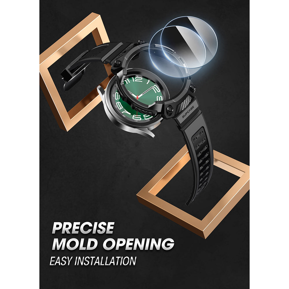 Samsung Galaxy Watch6 47mm Case with Screen Protector - Unicorn Beetle Pro Rugged Protective Cover for Men & Women - Perfect for Outdoor Sports, Running & Daily Use (Black)