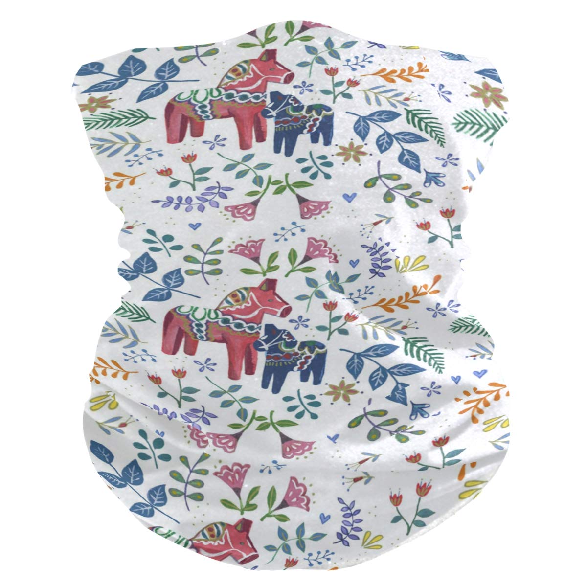 Swedish Dala Horse Pattern Face Mask Balaclava - Reusable Bandana Neck Gaiter for Men & Women - Perfect for Outdoor Activities, Cycling, Hiking, and Winter Sports
