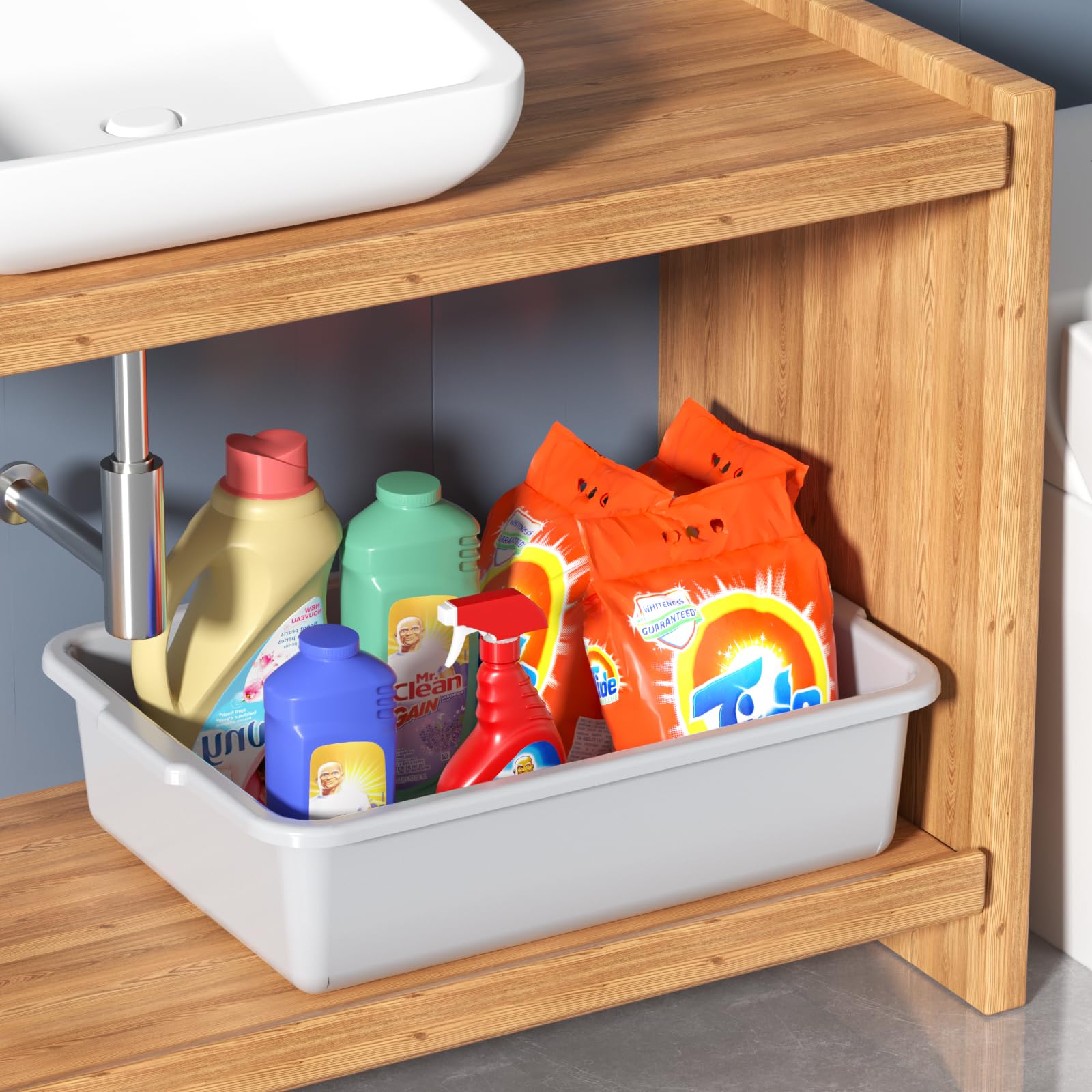 13L Commercial Bus Box & Utility Dish Wash Basin Tub - 4 Pack Set for Restaurants, Food Trucks, and Catering Services
