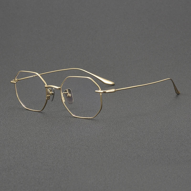 Stylish Unisex Black Titanium Polygon Flat Top Full Rim Eyeglasses 4174 - Perfect for Work, Reading & Fashion Accessories