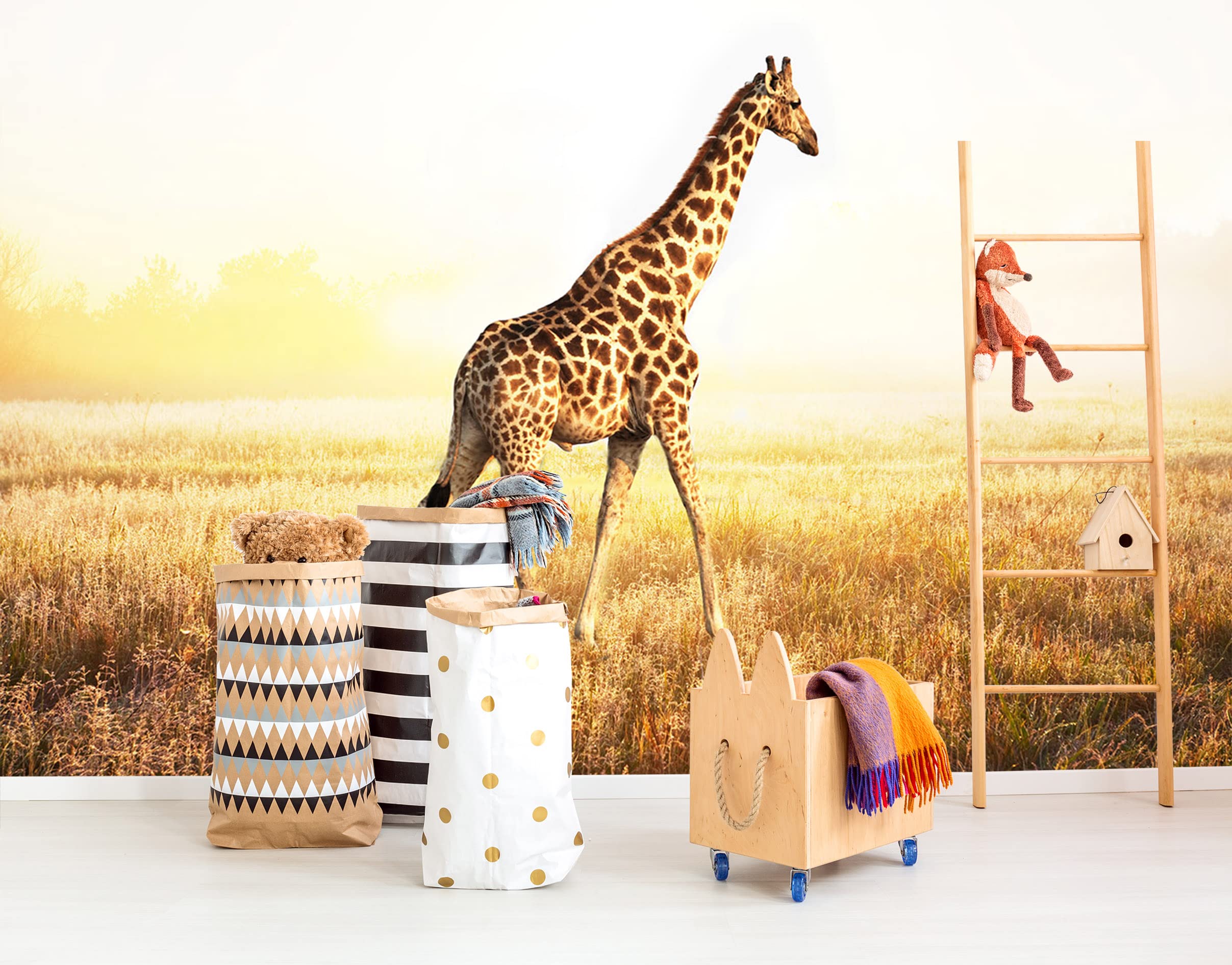 3D Lawn Giraffe Wall Decal - Self-Adhesive Removable Vinyl Wallpaper Mural (205