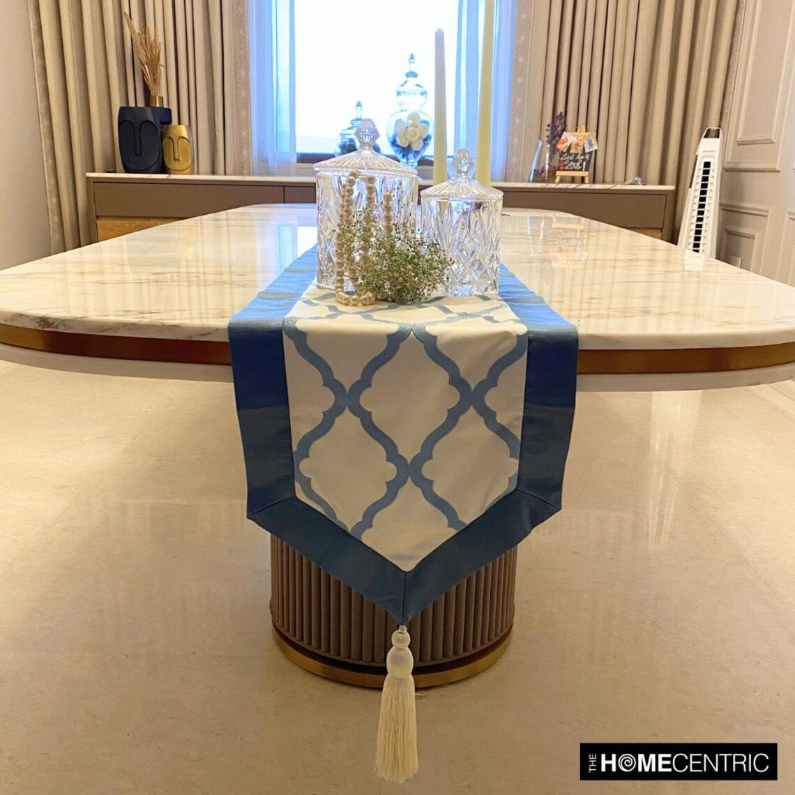 Adonia Blue Satin Decorative Table Runner - Elegant Dining Table Decor for Weddings, Parties & Holiday Celebrations