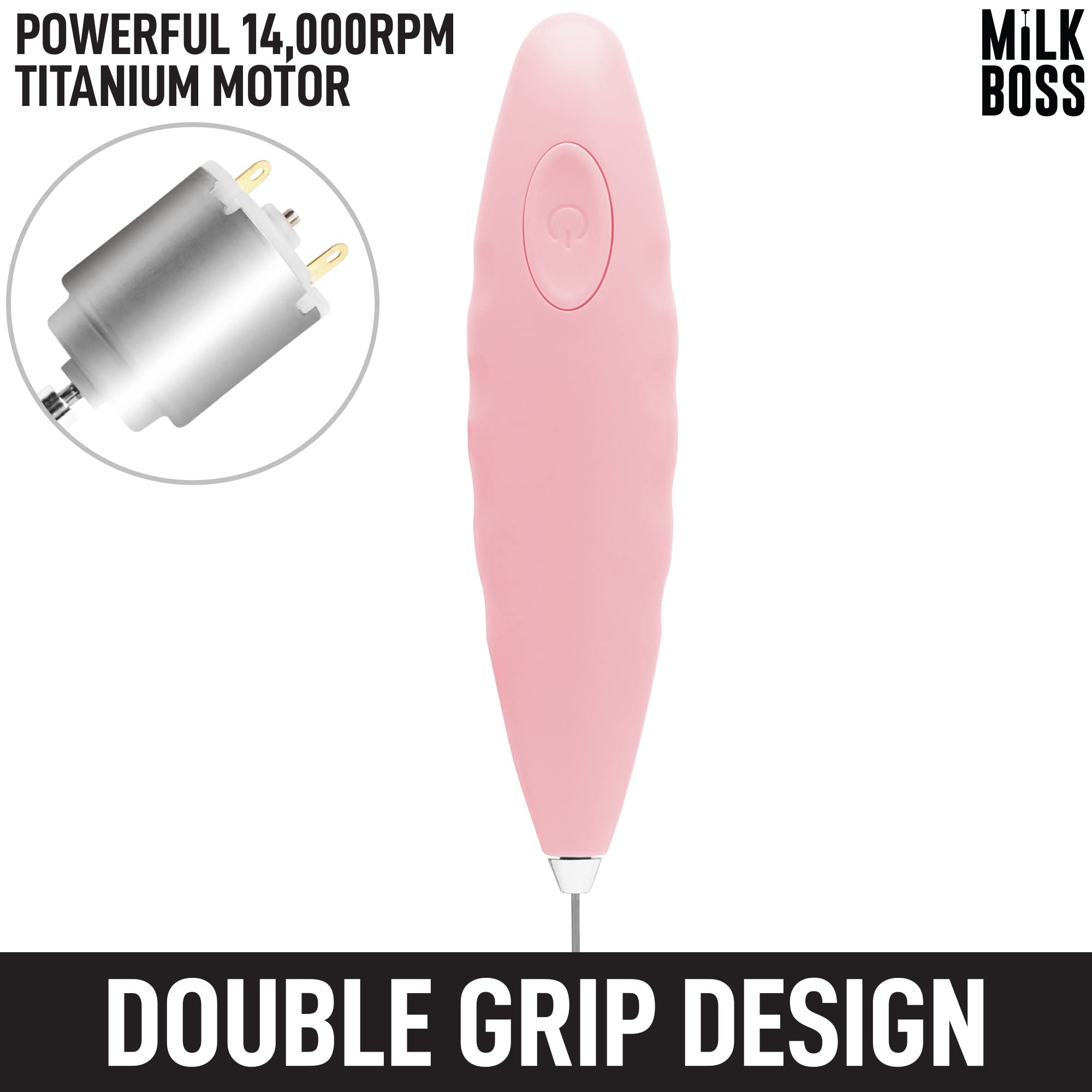 Premium Electric Milk Frother & Matcha Whisk - Handheld Battery-Powered Drink Mixer for Coffee, Latte & Matcha Tea - Includes Batteries (Cotton Candy) - Perfect for Home, Office & Cafe Use