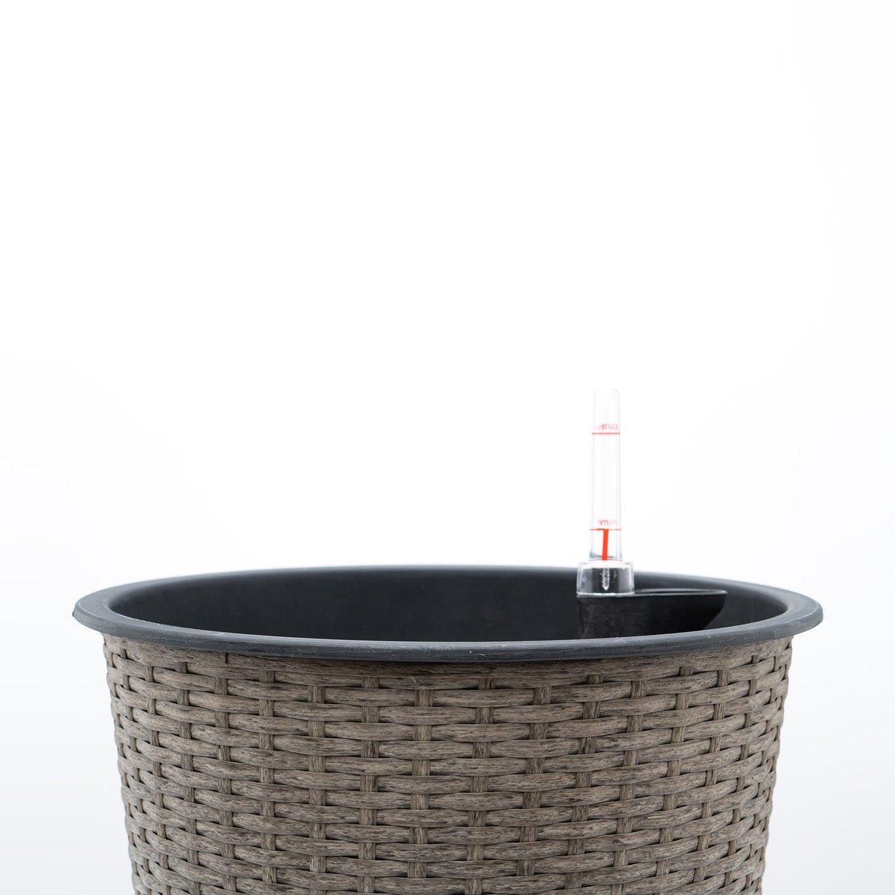CATLEZA Round Wicker Planter Basket - Natural Rattan Flower Pot for Indoor Outdoor Plants, Home Garden Decor - Perfect for Patio, Balcony, Living Room & Office Decor