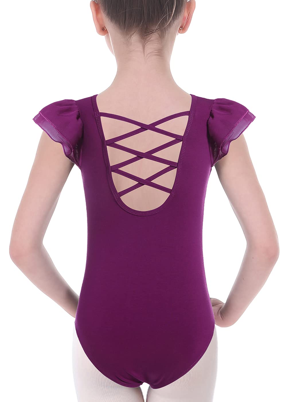 MERIABNY Girls Ballet Leotards with Ruffle Sleeves - Dance Outfits for Ballet, Gymnastics & Dance Class (Ages 3-9) - Perfect for Recitals, Practice & Performances