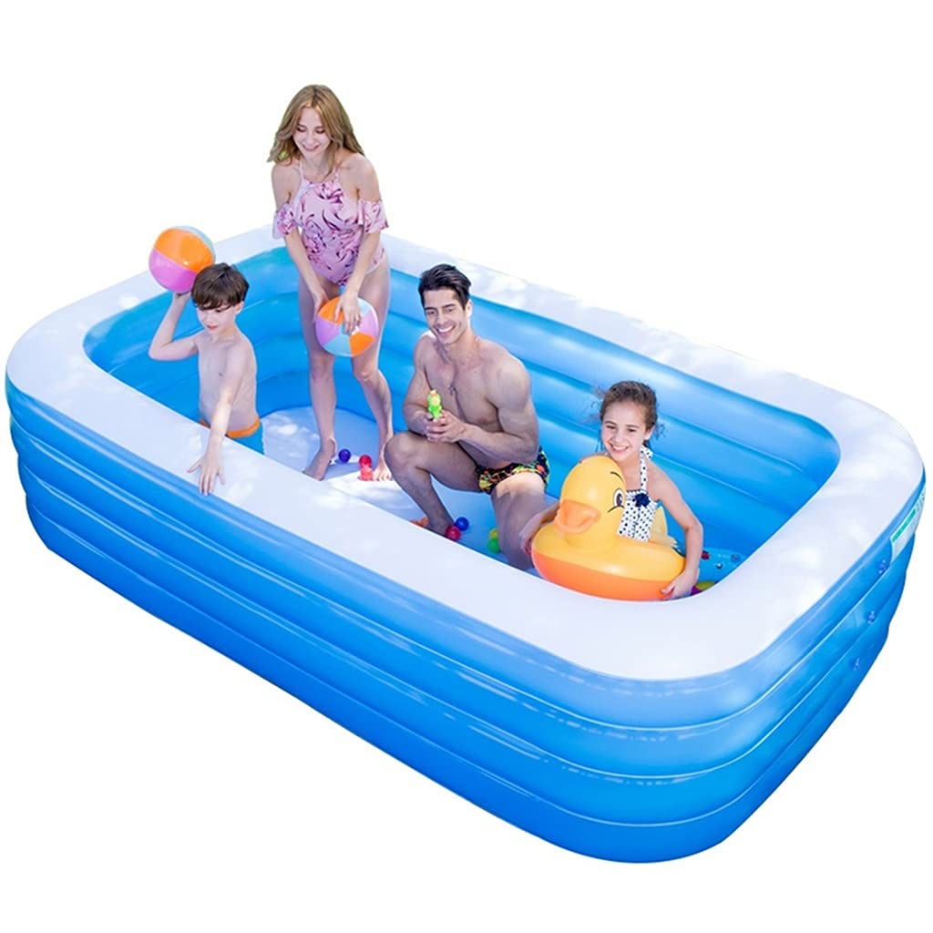 **Inflatable Swimming Pool for Kids & Adults - Thickened Family Pool (180x140x75cm, Blue) - Perfect for Summer Fun, Backyard Relaxation, and Outdoor Water Play**