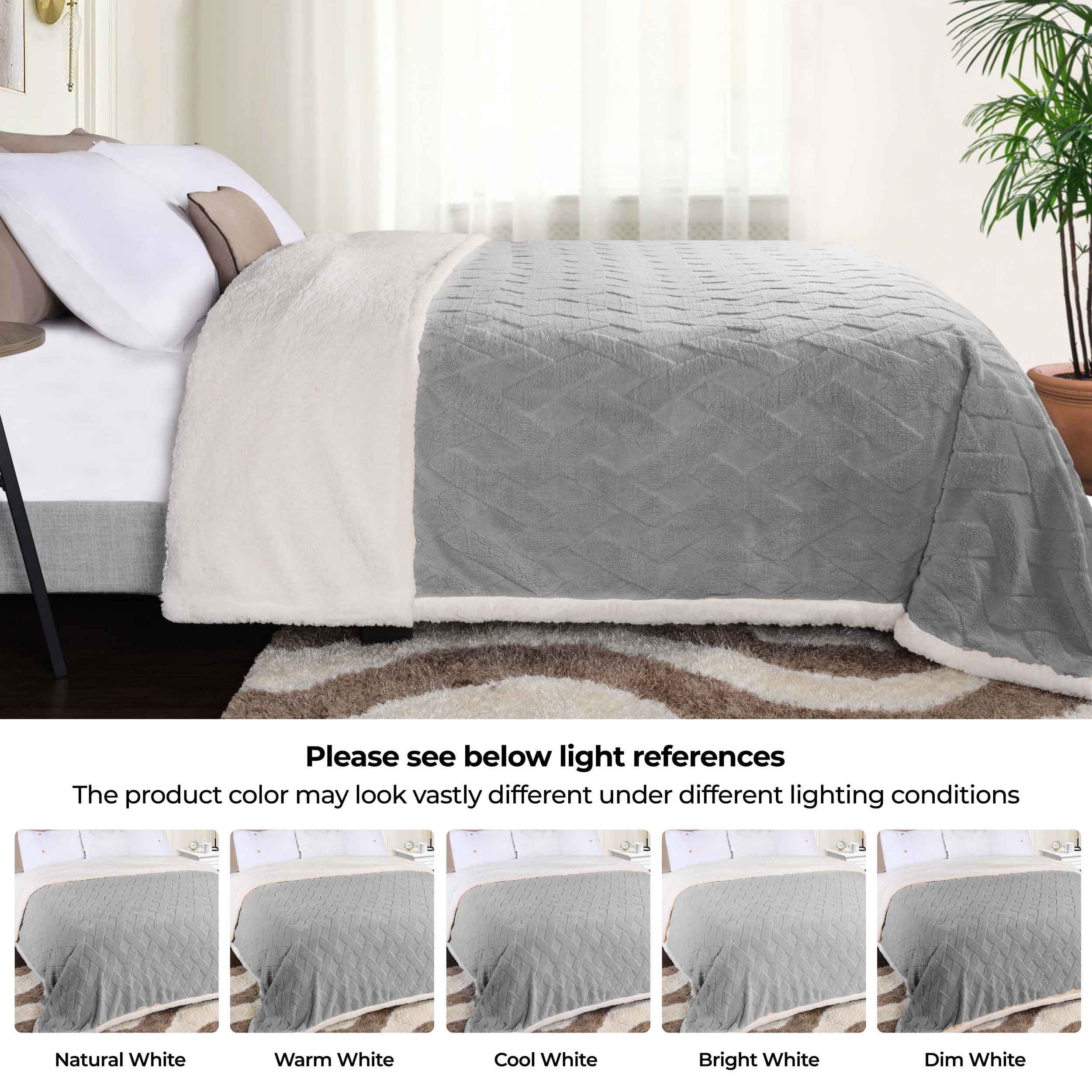 Nuuk Reversible Jacquard Lattice Plush Sherpa Fleece Blanket - Ultra Soft & Warm Winter Throw for Couch, Bed & Travel - Cozy Home Decor Gift for Christmas & Cold Weather