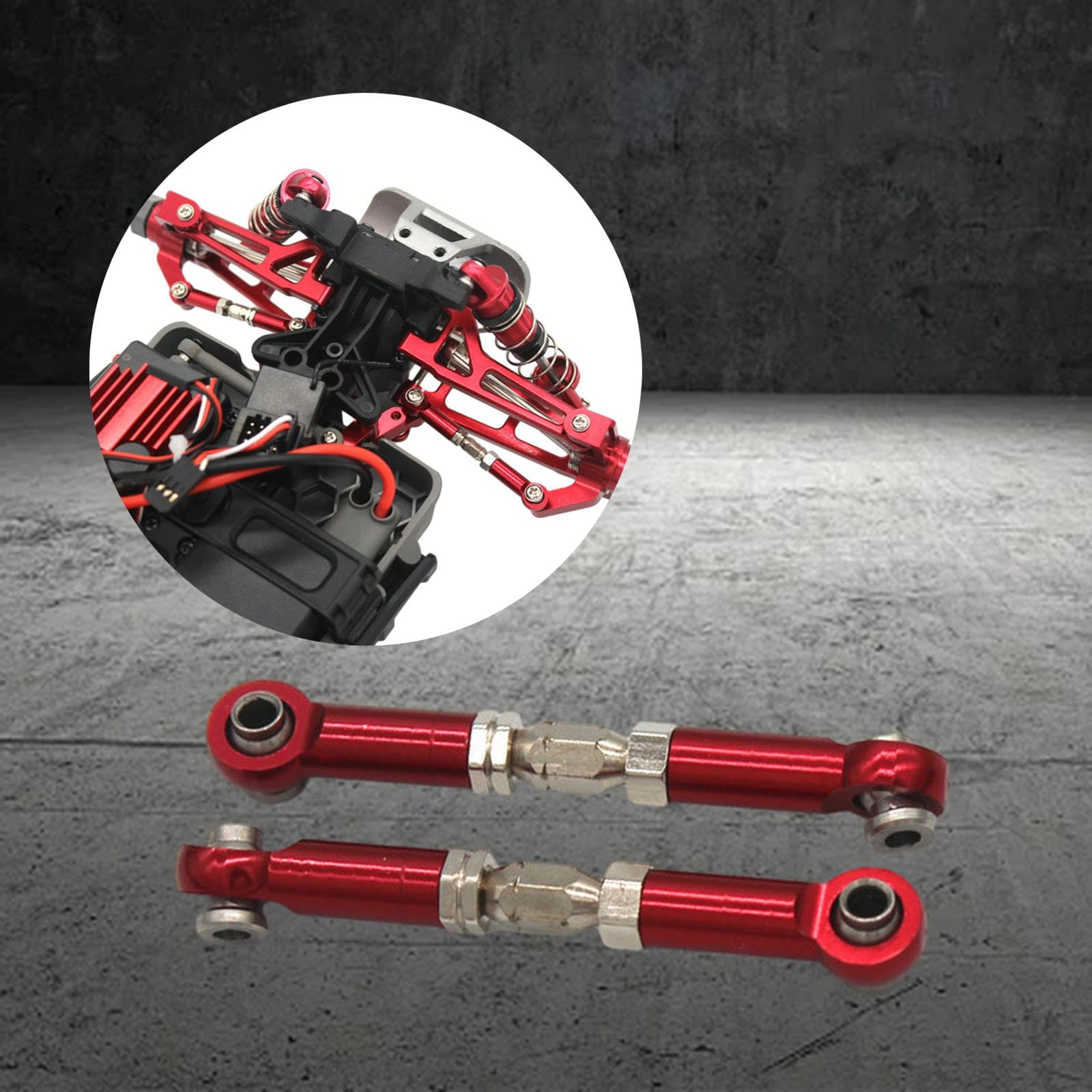 B Baosity 2Pcs High Strength RC Car Steering Link Rod & Turnbuckles - Replacement Linkage Rod Ends for 1/16 H16 16208 Models - Perfect for DIY Upgrades & Off-Road RC Car Racing Accessories (Red)