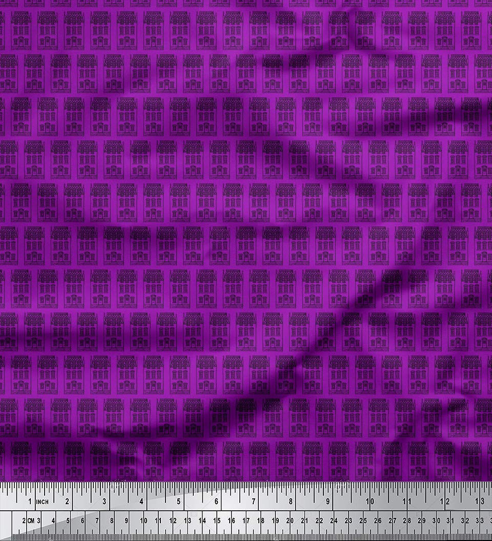 Soimoi 100% Cotton Voile Fabric by The Yard - 42 Inch Wide - Purple Urban Tapestry Architectural Print Fabric for Dresses, Curtains & Home Decor - Lightweight Breathable Material for DIY Sewing Projects