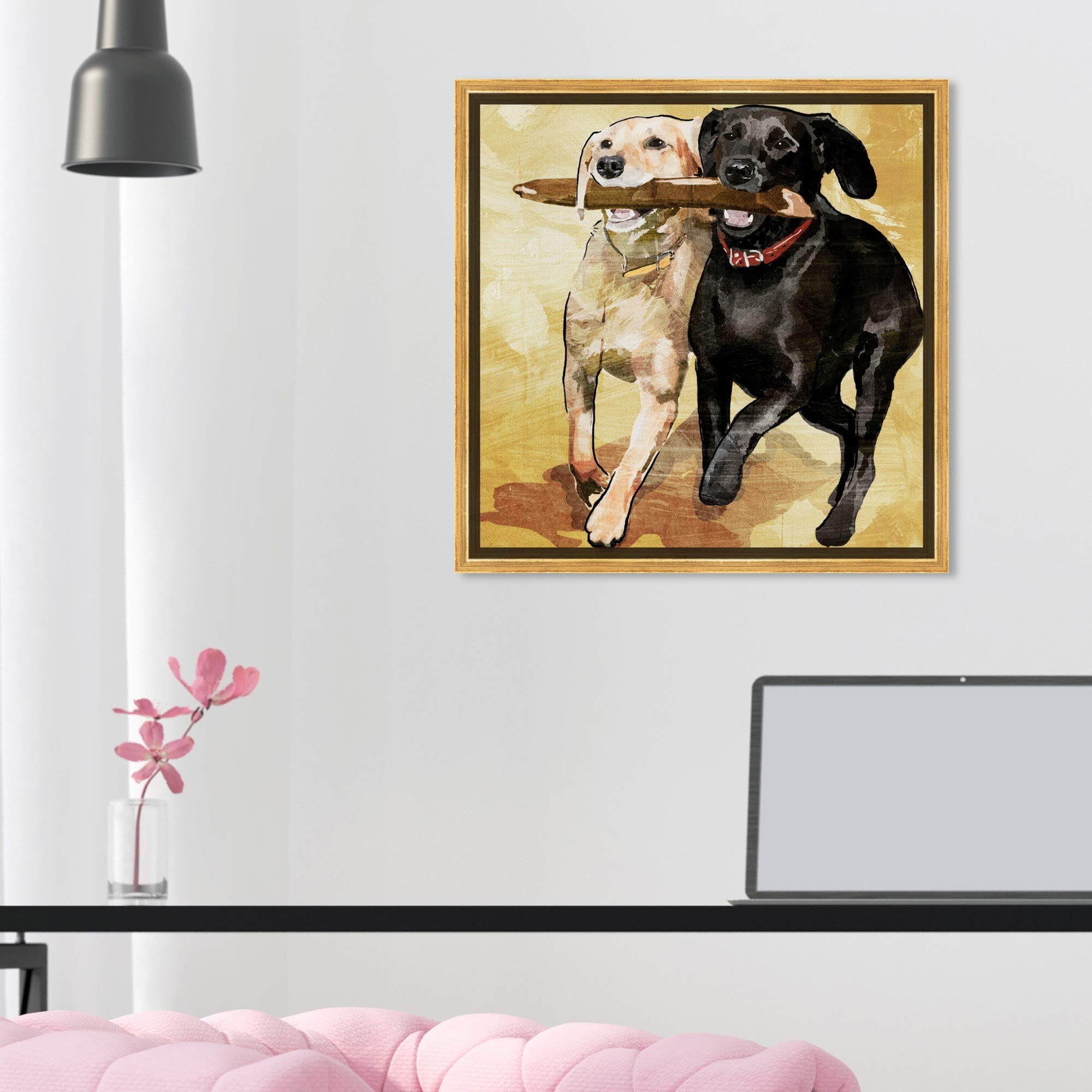 Playtime Dogs and Puppies Framed Wall Art Canvas Prints - Perfect for Living Room, Bedroom, and Nursery Decor