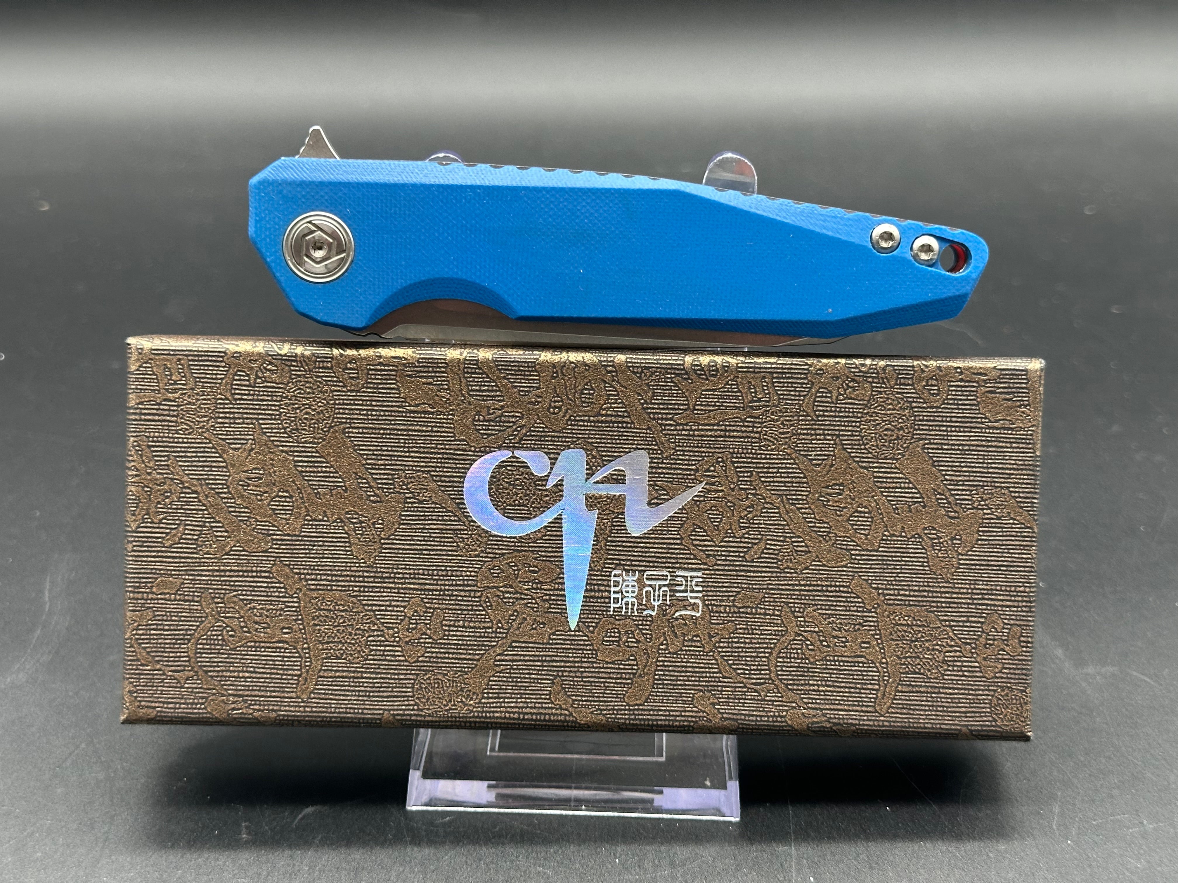 CH CH3004 G10BL Tactical Folding Knife - D2 Steel Tanto Blade, Blue G10 Handle - EDC, Camping, Survival & Outdoor Activities